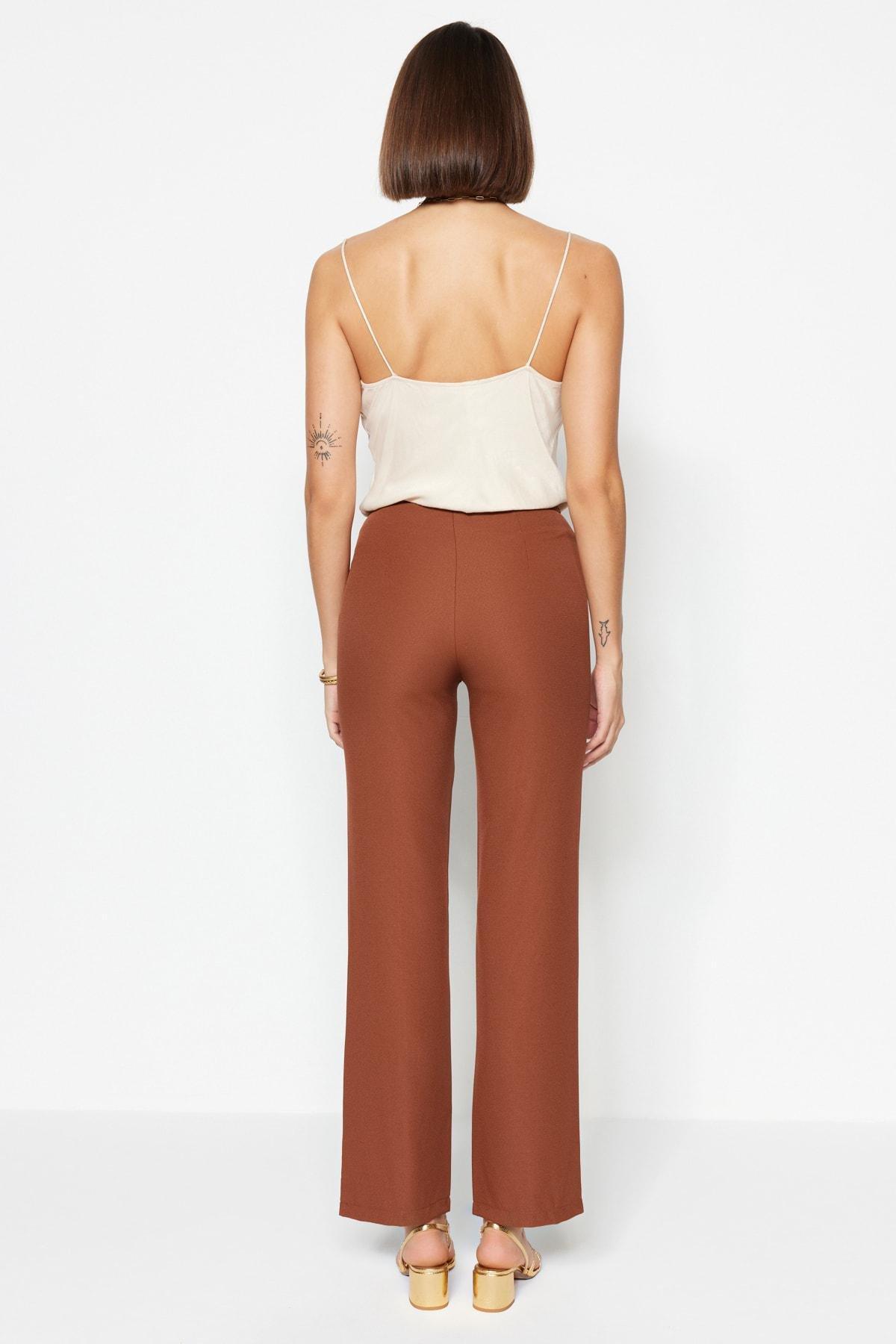 Brown High Waist Wide Leg Pants, , large image number 3
