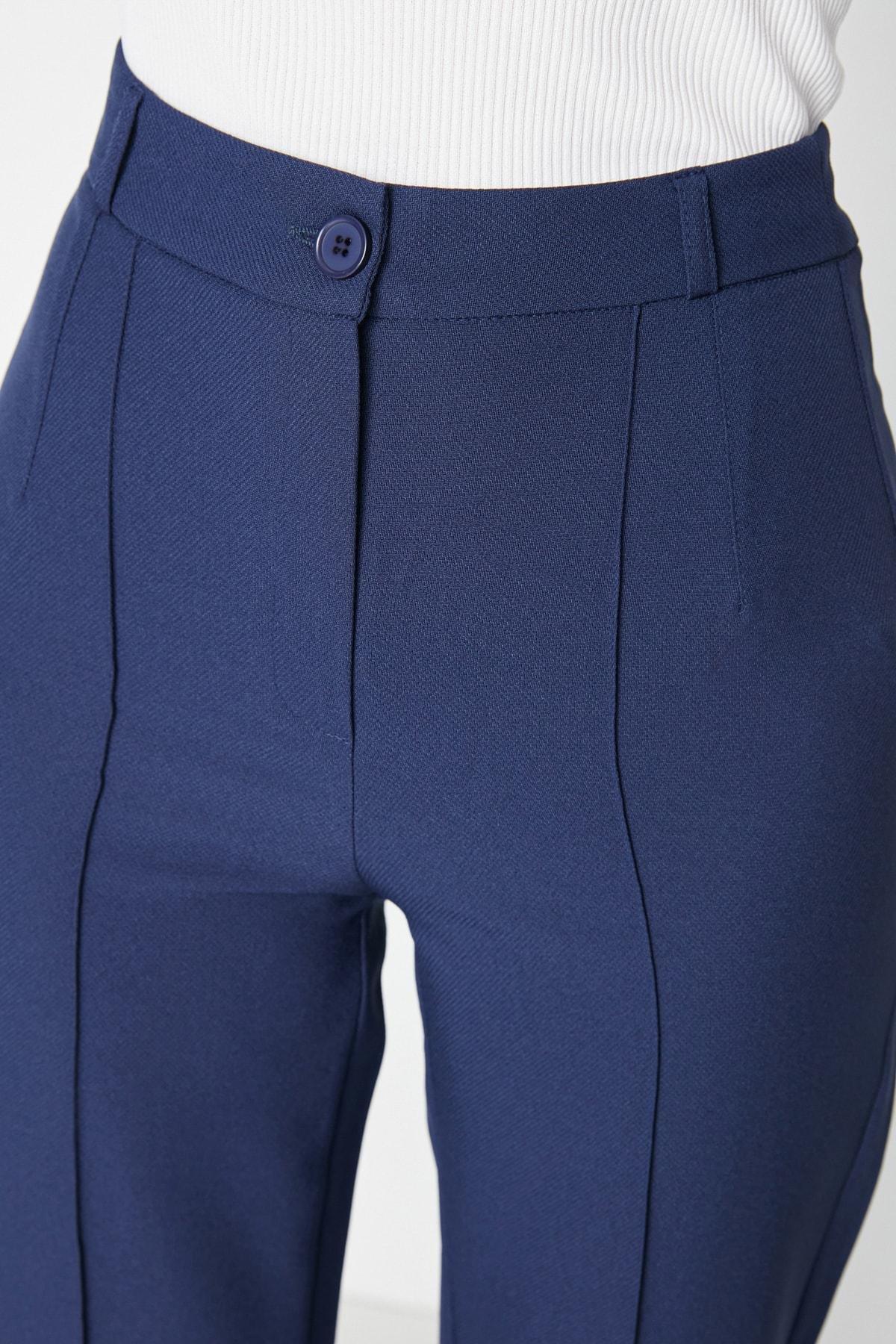 Navy High Waist Wide Leg Pants, , large image number 3