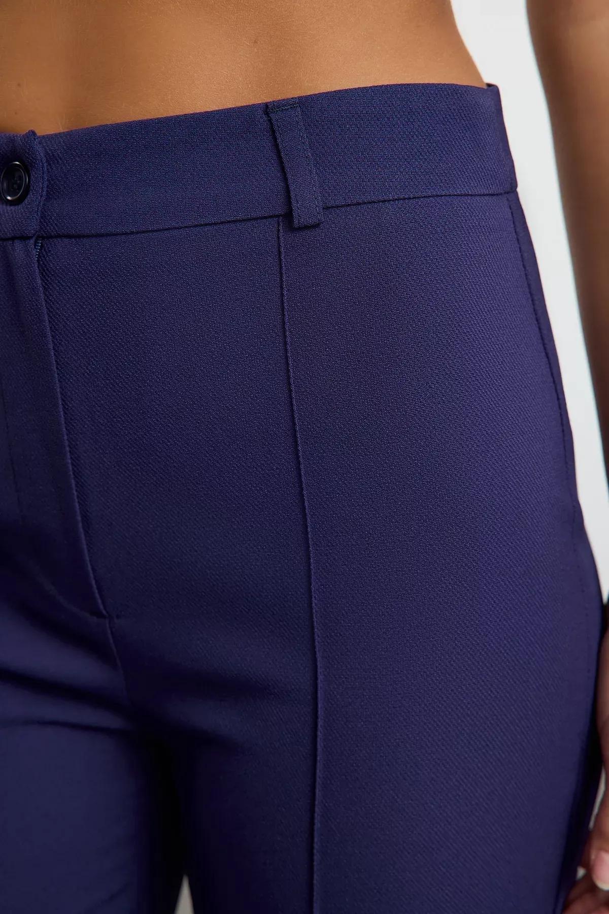 Navy High Waist Wide Leg Pants, , large image number 6