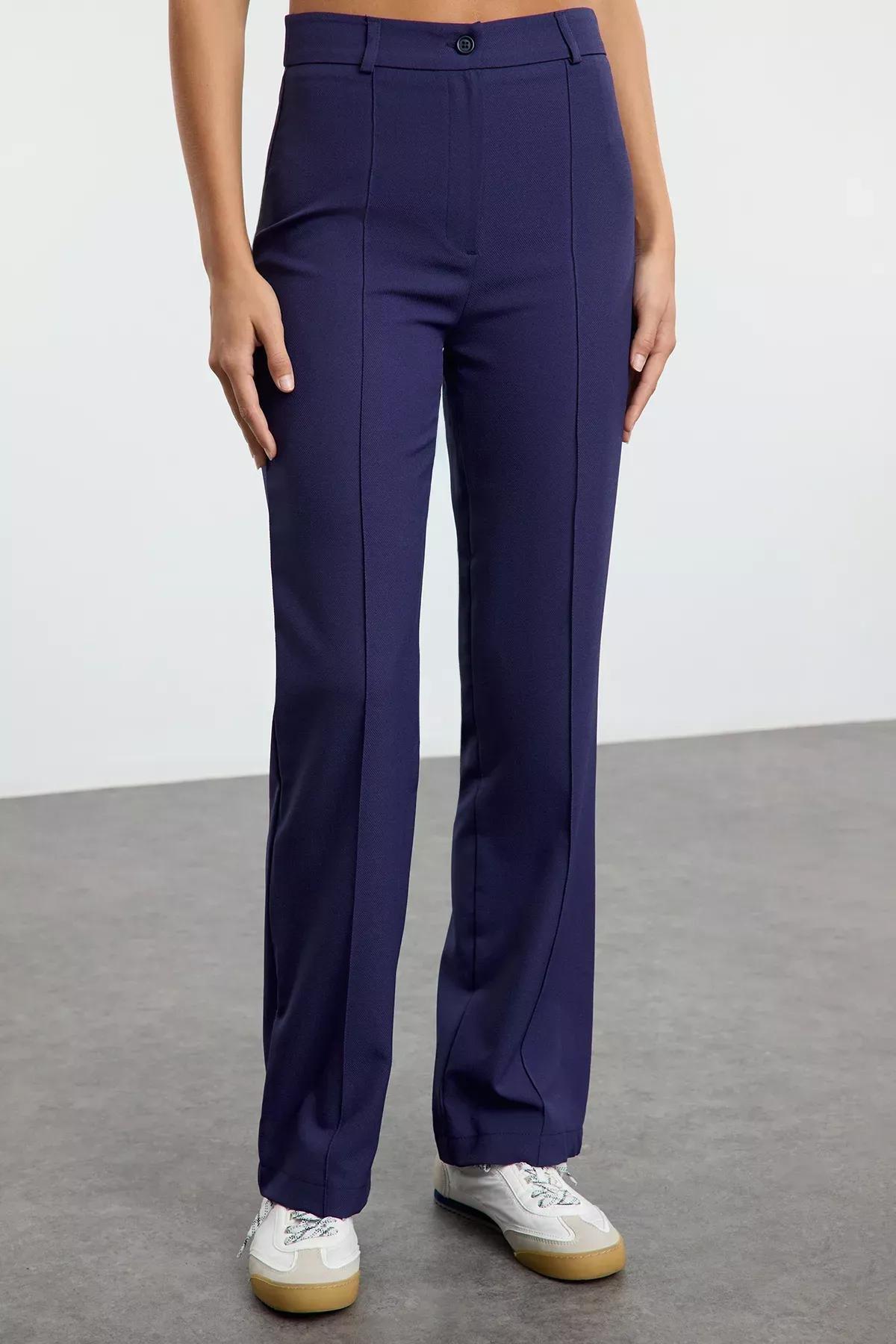 Navy High Waist Wide Leg Pants, , large image number 7