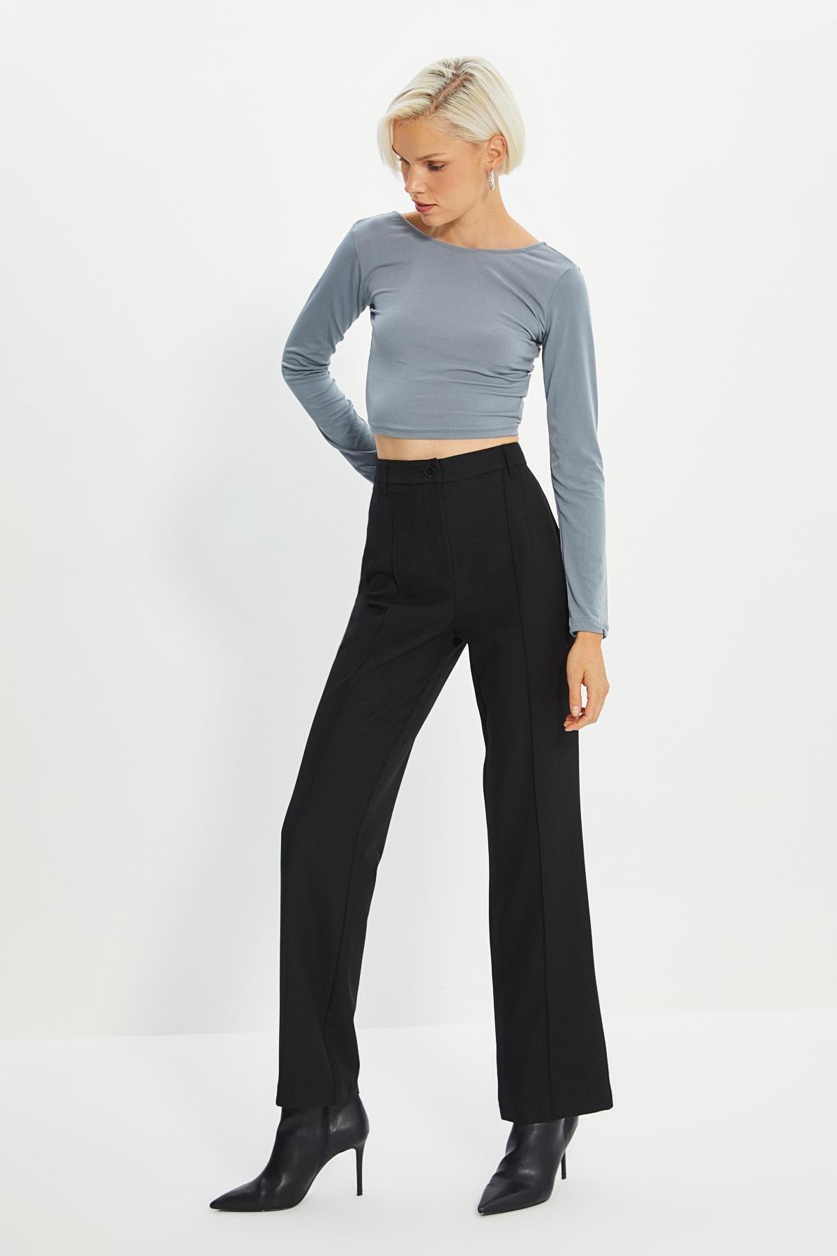 Black Wide Leg High Waist Pants, , large image number 0