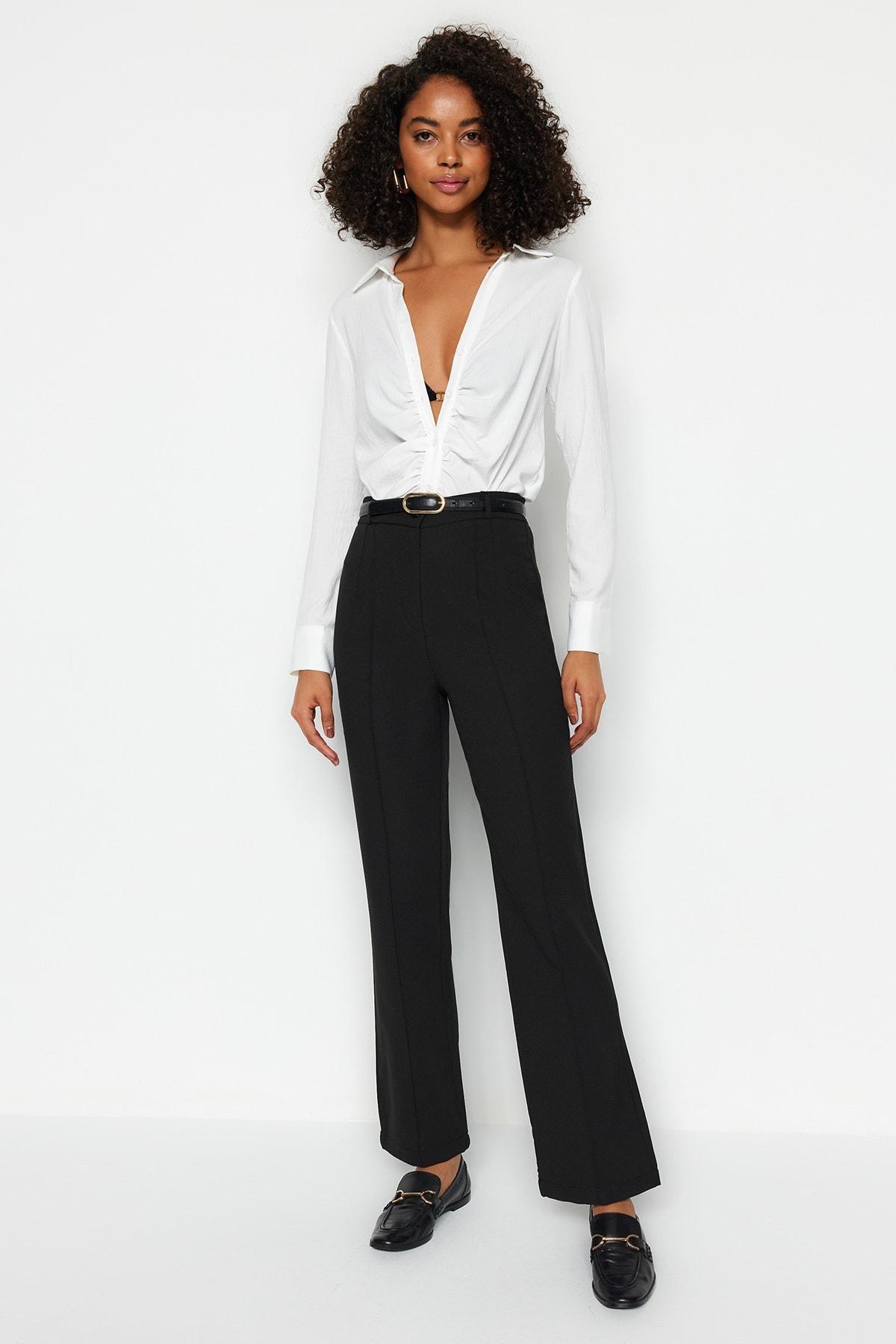 Black Wide Leg High Waist Pants, , large image number 3