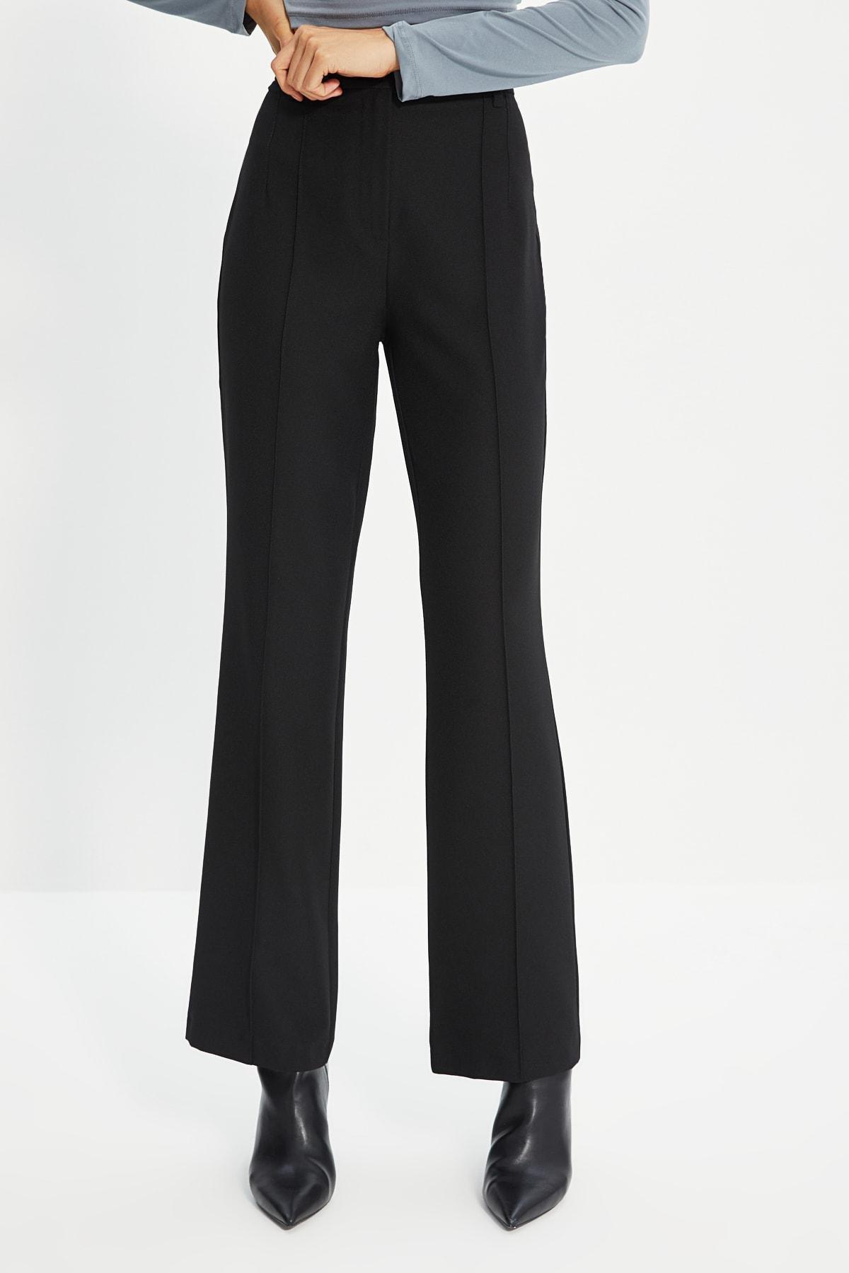 Black Wide Leg High Waist Pants, , large image number 4