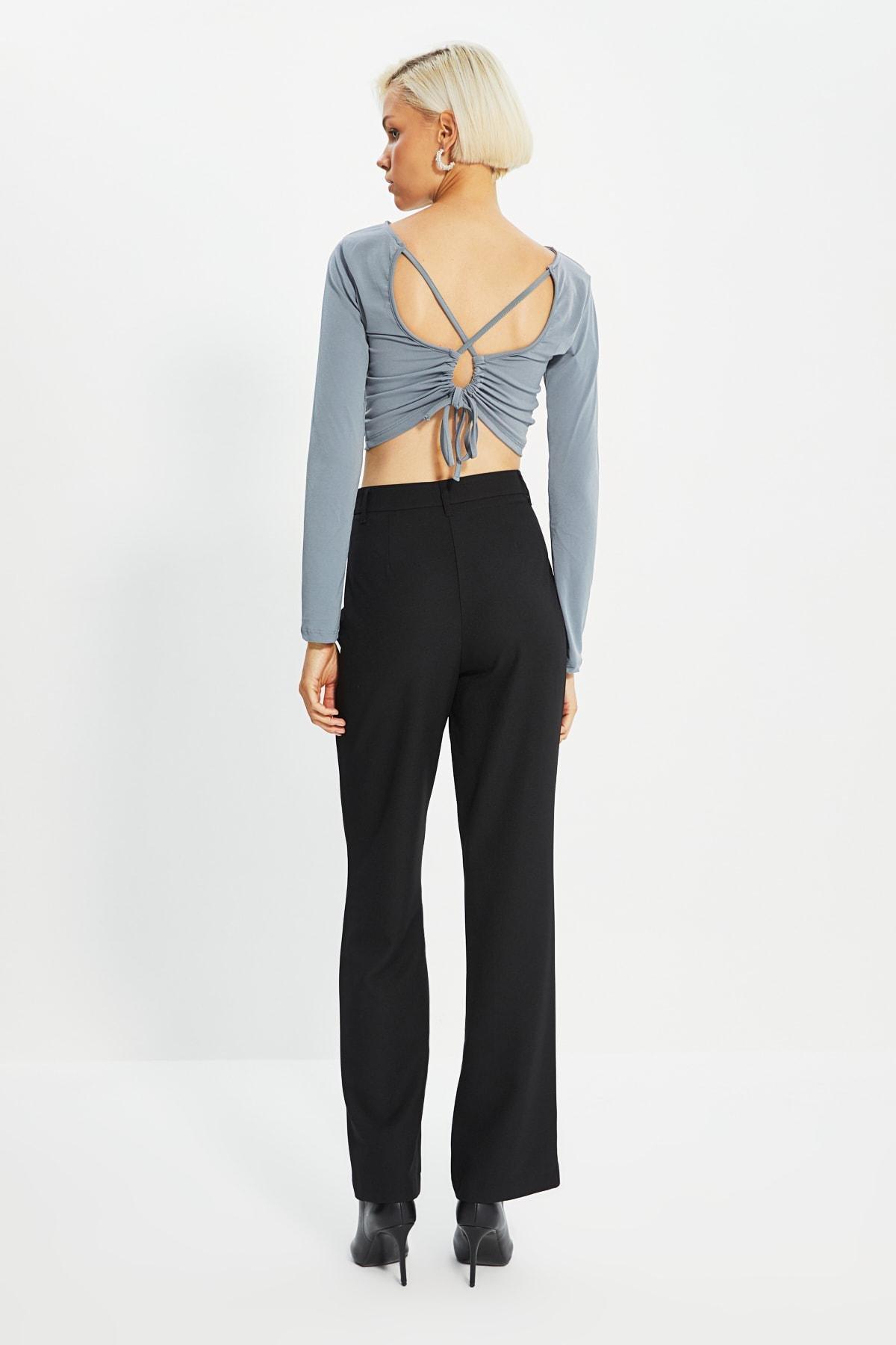 Black Wide Leg High Waist Pants, , large image number 5