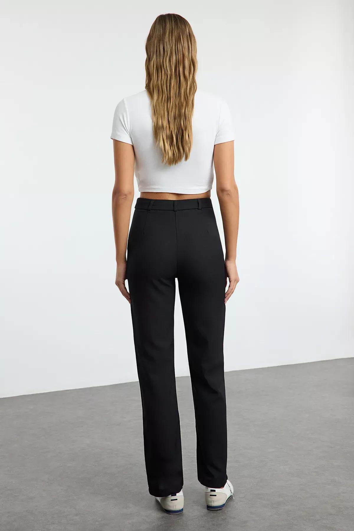 Black Wide Leg High Waist Pants, , large image number 6