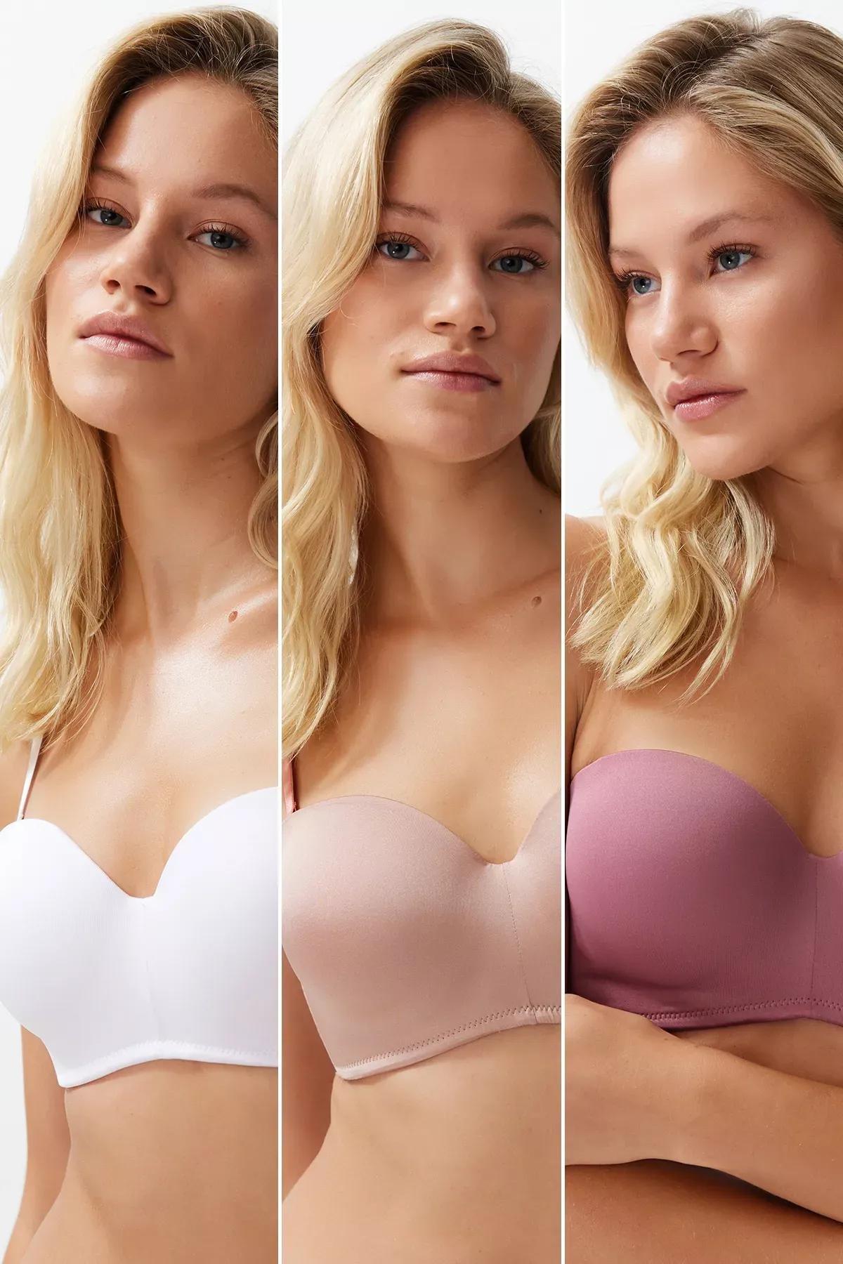 Multicolour Strapless Knitted Bra, Set Of 3, C101_5710, large image number 0