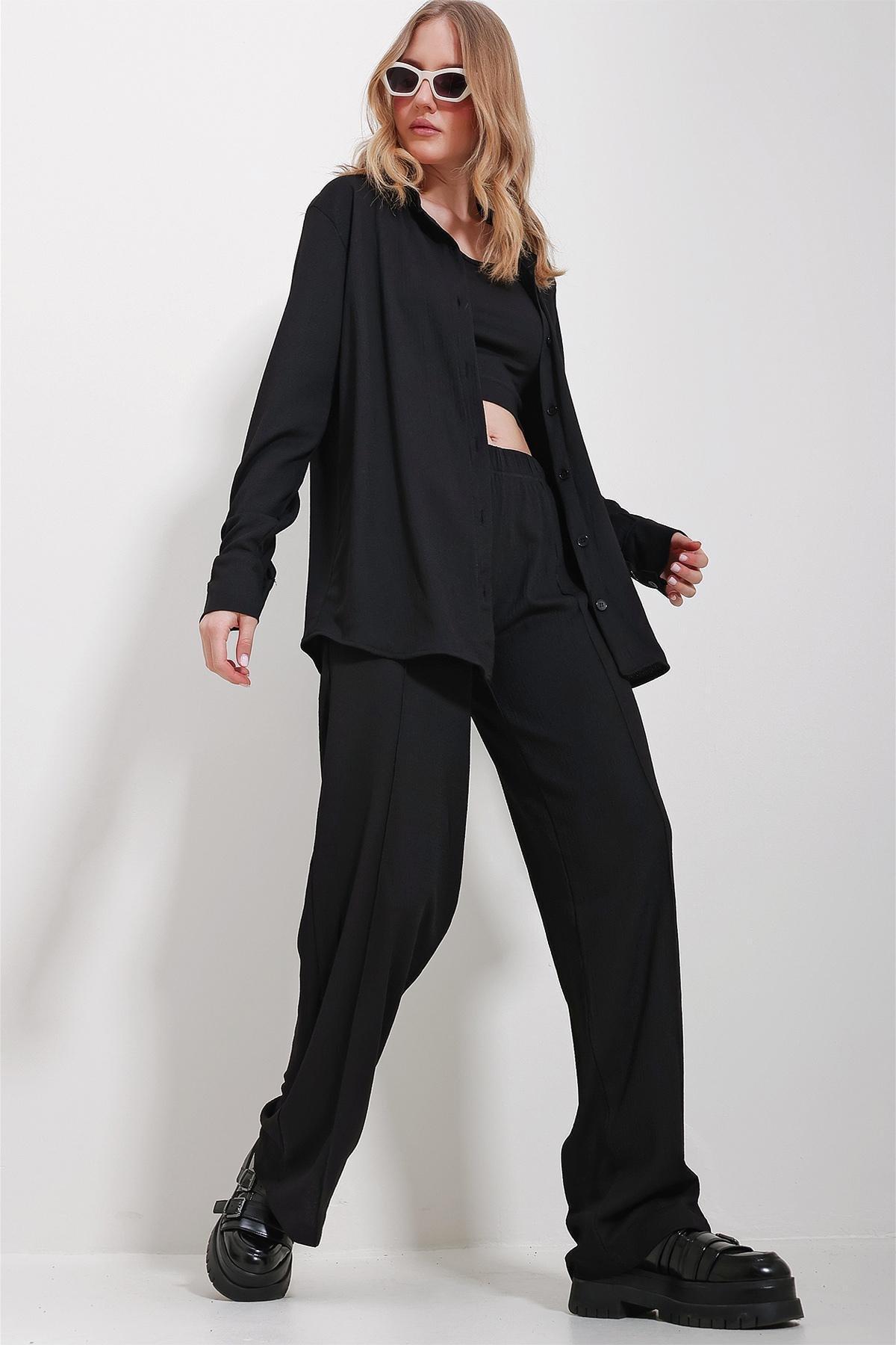 Black Cropped Detailed Co-Ord Set, , large image number 0