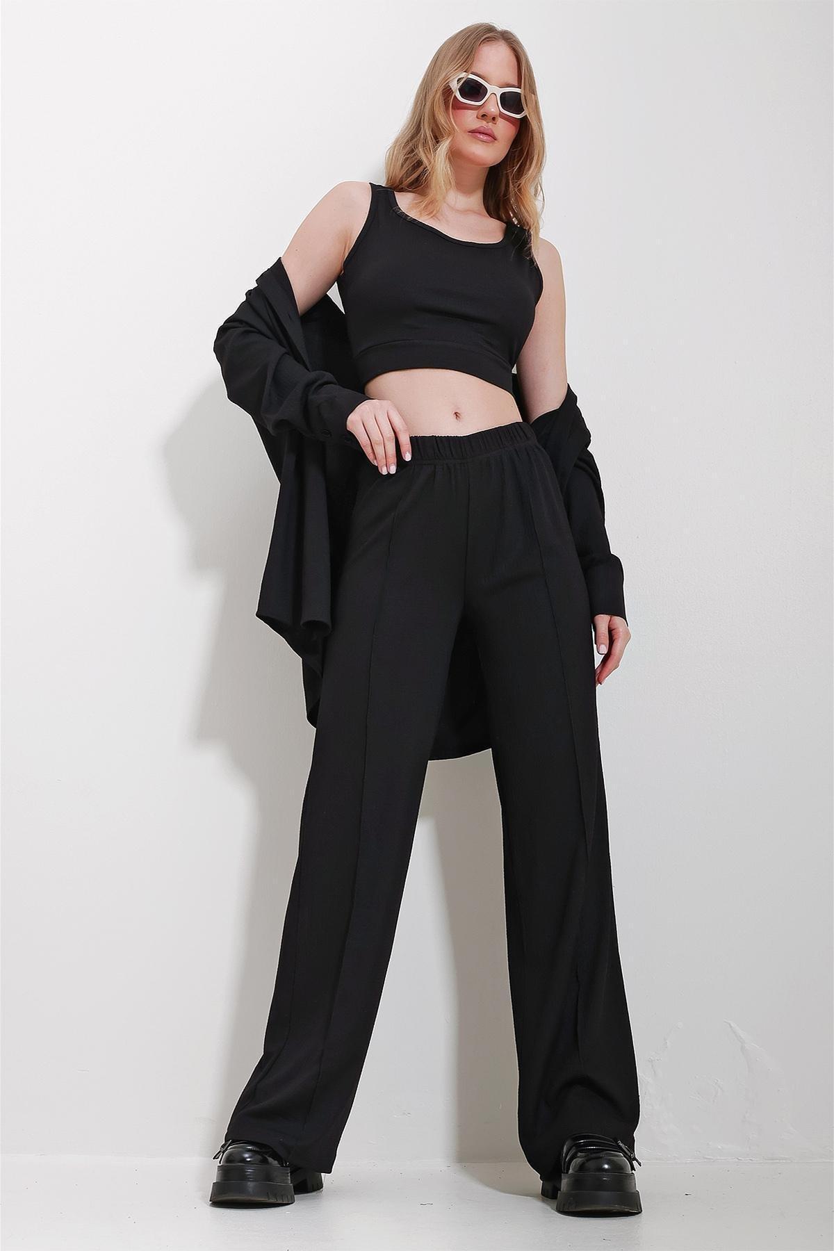 Black Cropped Detailed Co-Ord Set, , large image number 3
