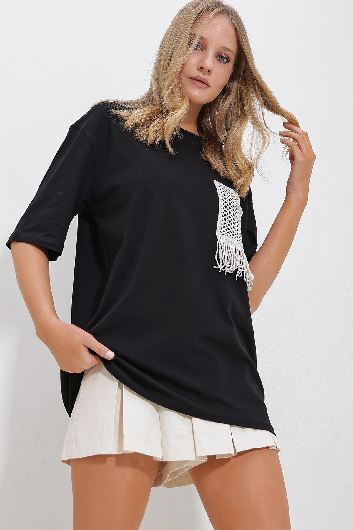 Black Crew Neck Knitted T-Shirt, , large image number 1