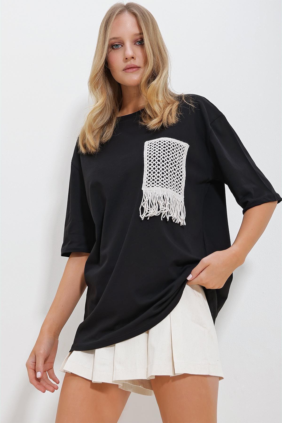 Black Crew Neck Knitted T-Shirt, , large image number 2