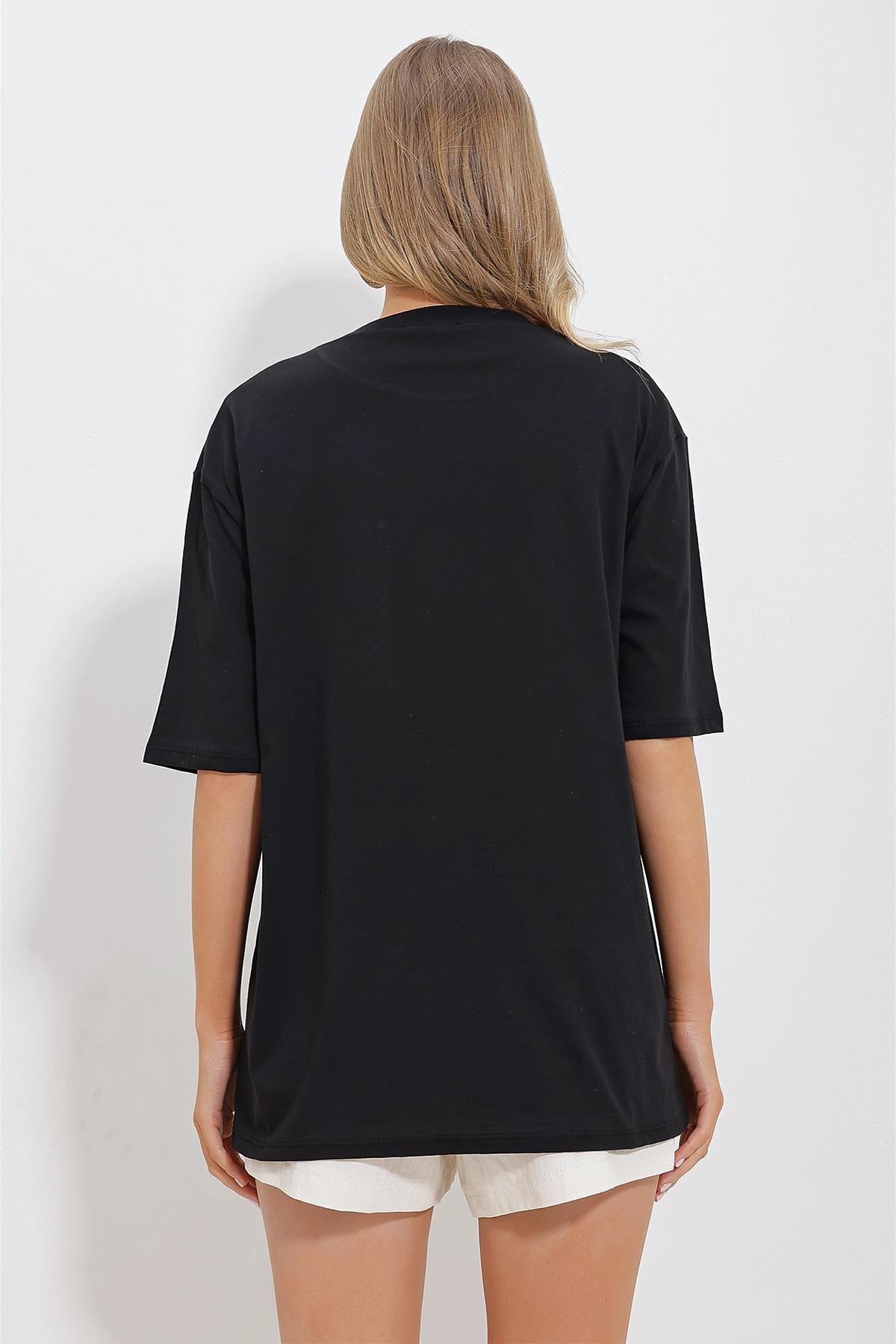 Black Crew Neck Knitted T-Shirt, , large image number 3