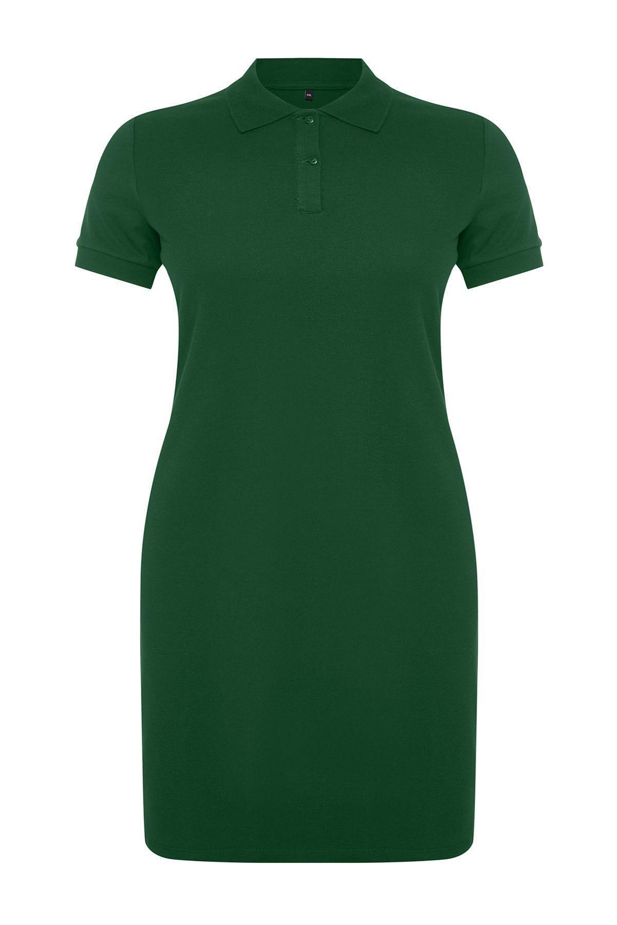 Green Polo Mini Knit Dress, Green, large image number 1