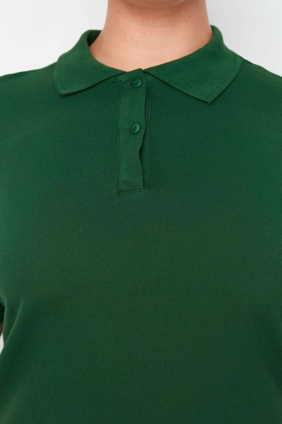 Green Polo Mini Knit Dress, Green, large image number 6