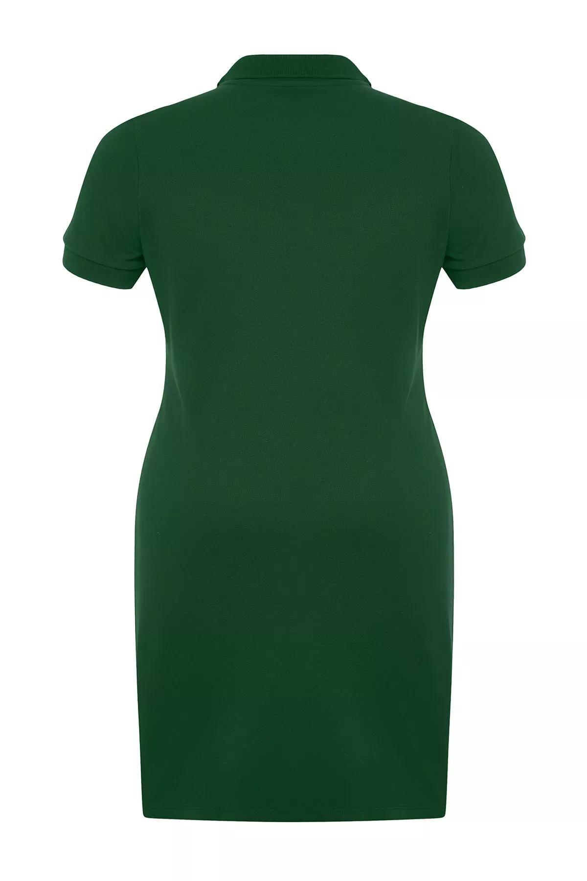 Green Polo Mini Knit Dress, Green, large image number 7