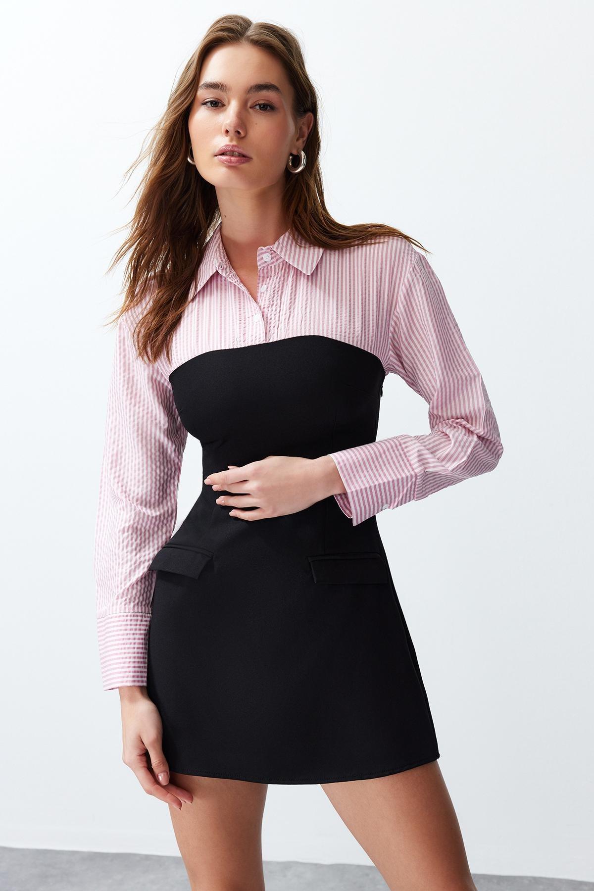 Pink Woven Mini Dress, , large image number 0