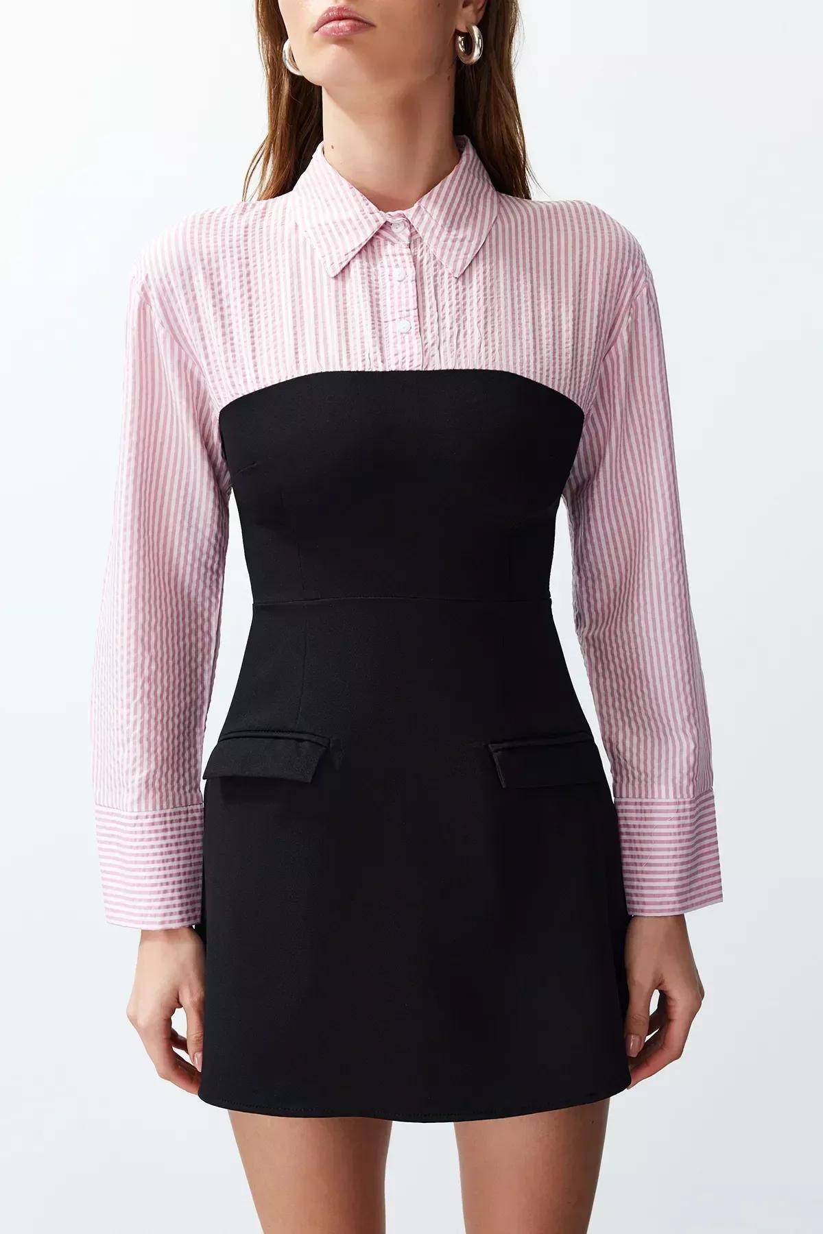 Pink Woven Mini Dress, Pink, large image number 6