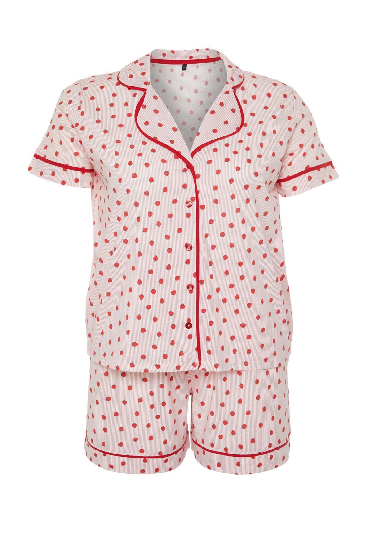 Pink Patterned Knitted Pyjamas Set, , large image number 6