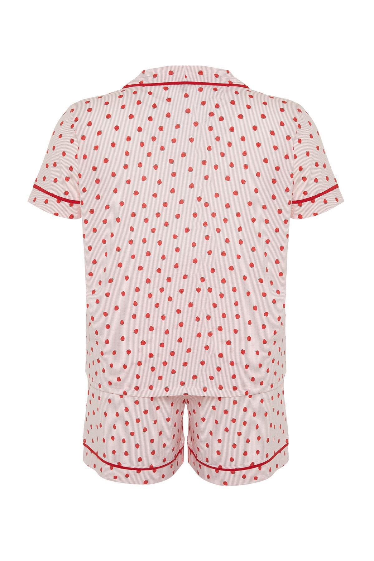 Pink Patterned Knitted Pyjamas Set, , large image number 7