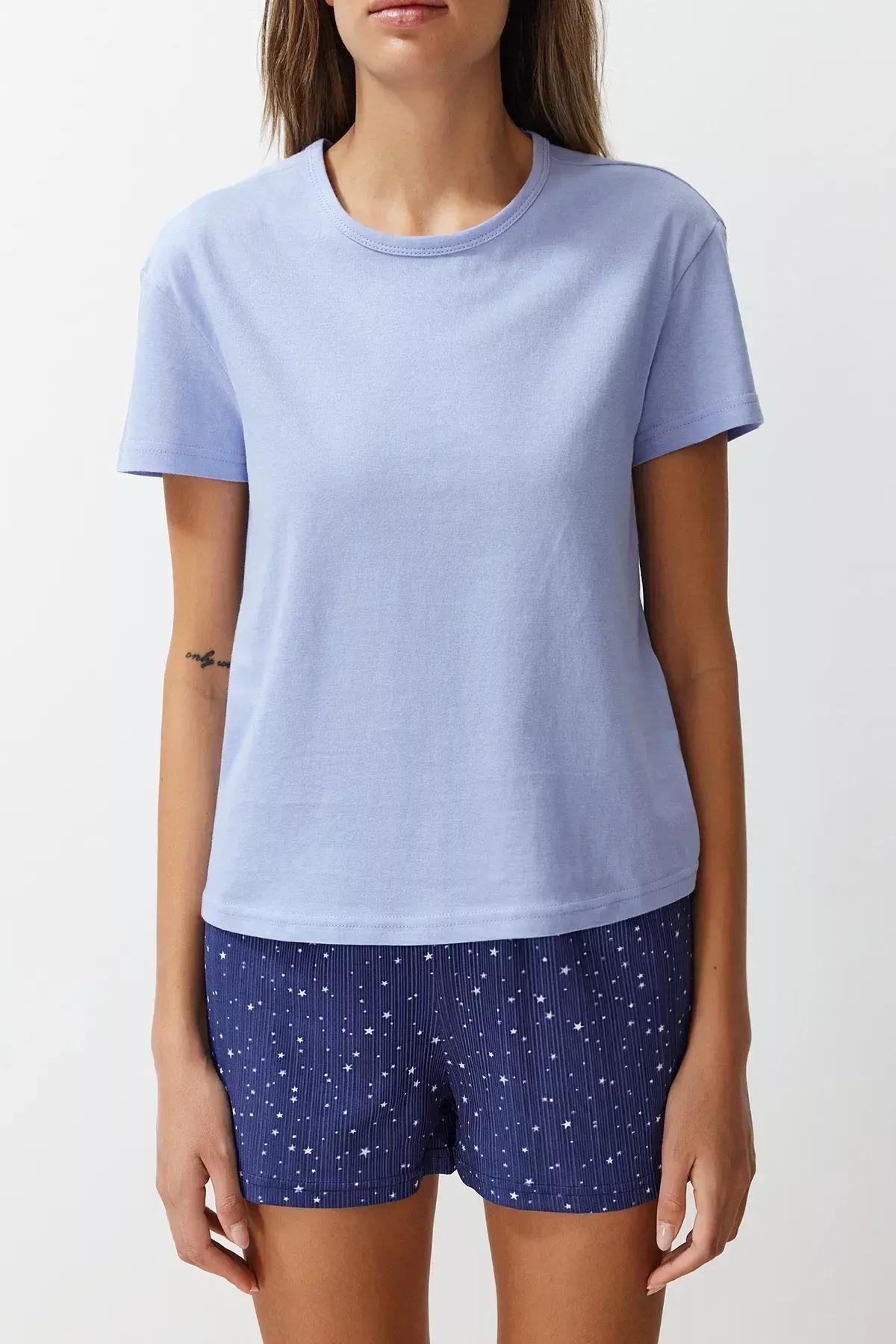 Blue Patterned Knitted Pyjamas Set, C101_5645, large image number 3