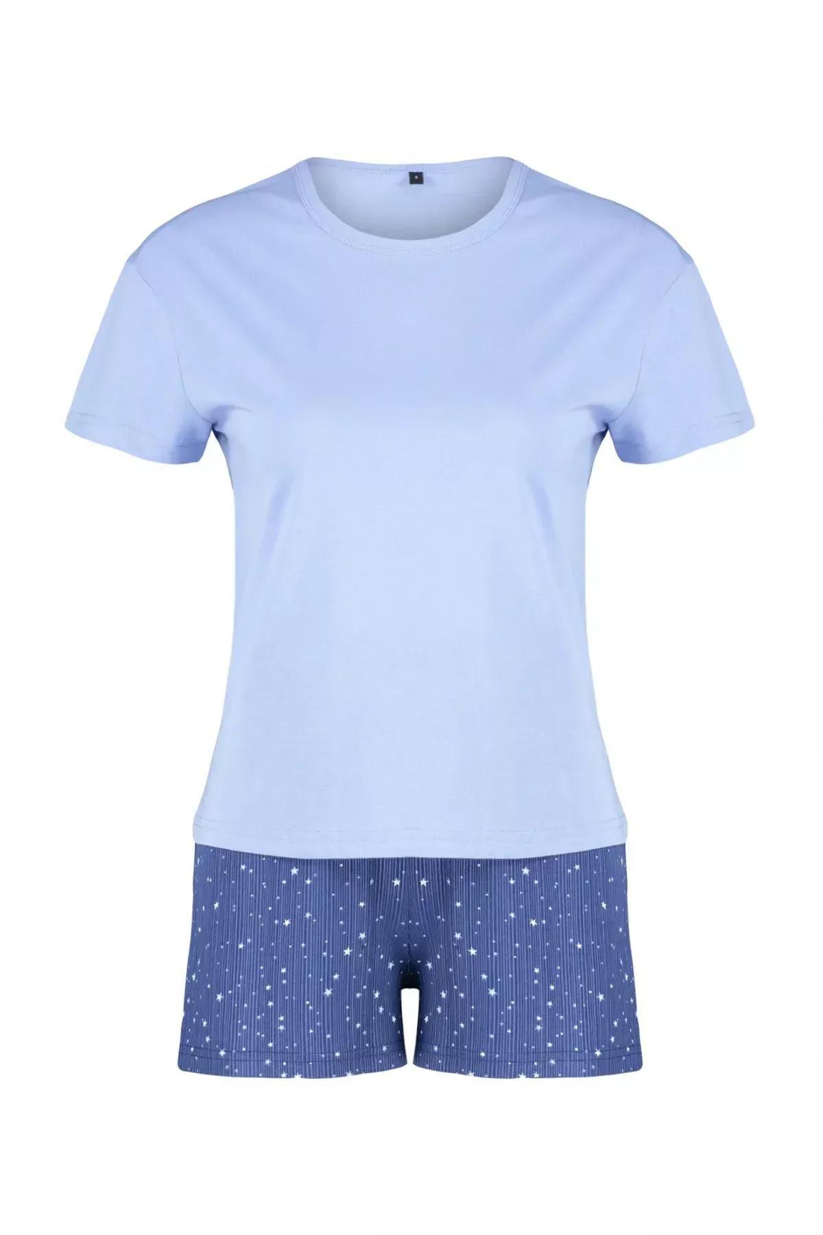 Blue Patterned Knitted Pyjamas Set, C101_5645, large image number 5