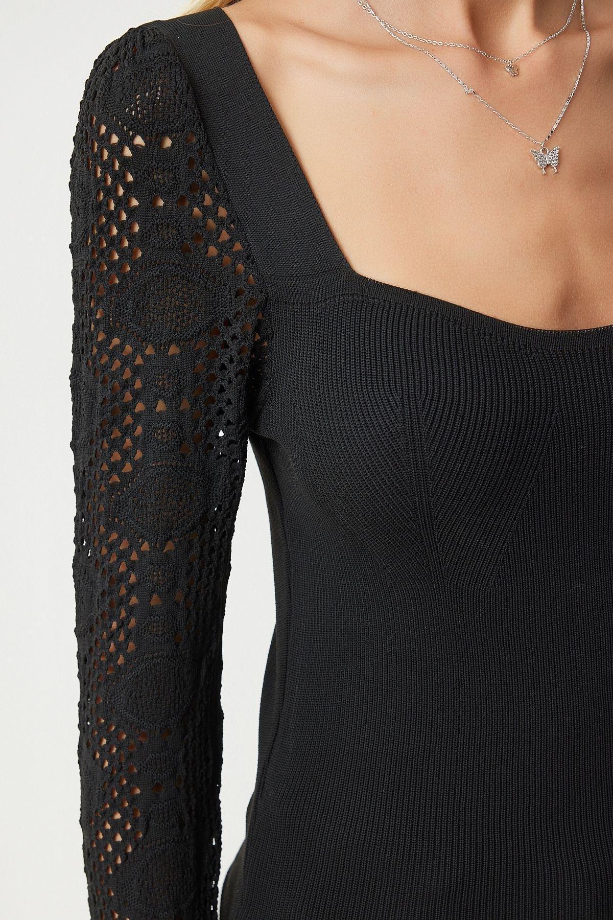 Black Heart Neck Knitwear Blouse, C101_5720, large image number 4