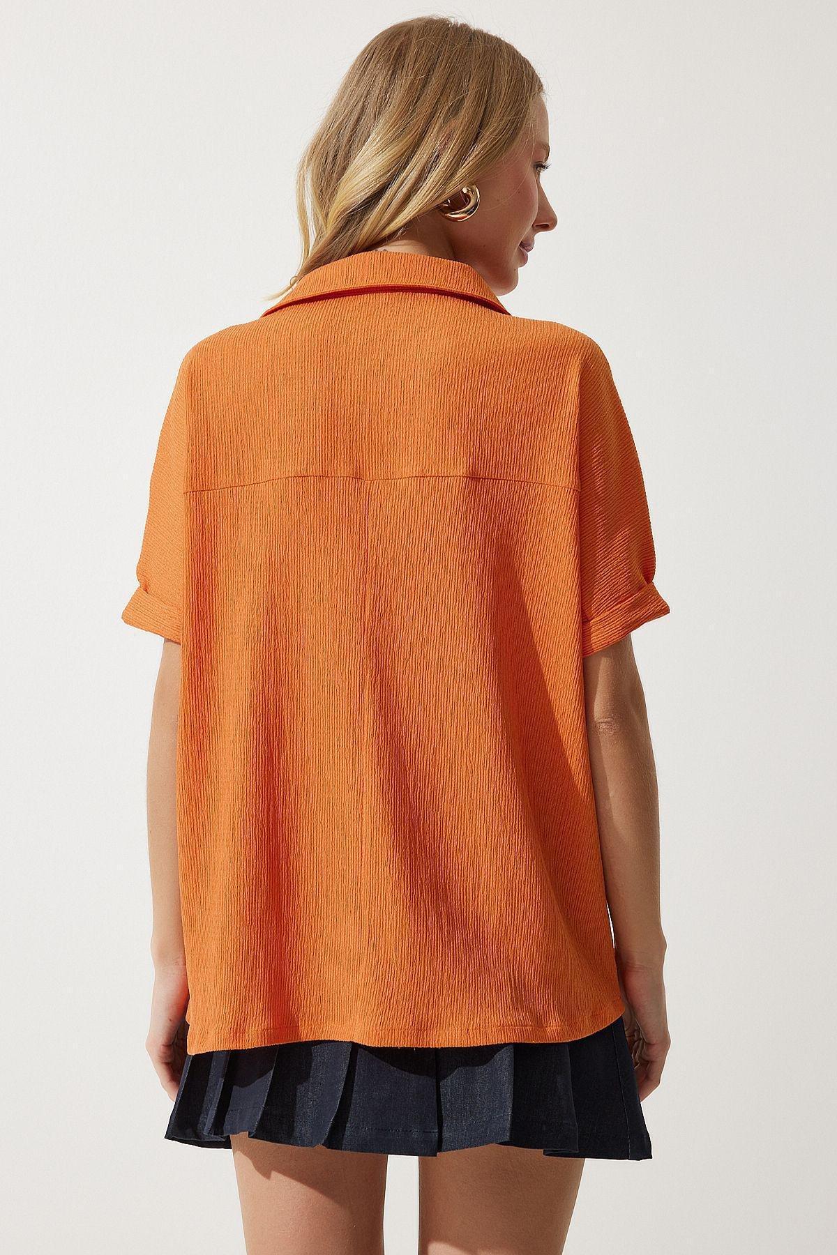 بلوزة مُحاكة بياقة بولو، برتقالي, Orange, large image number 4