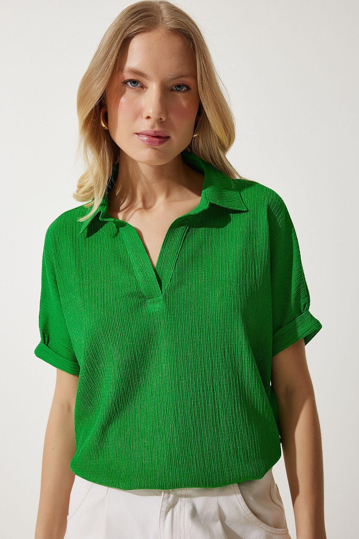 Green Polo Neck Knitted Blouse, C101_5671, large image number 0