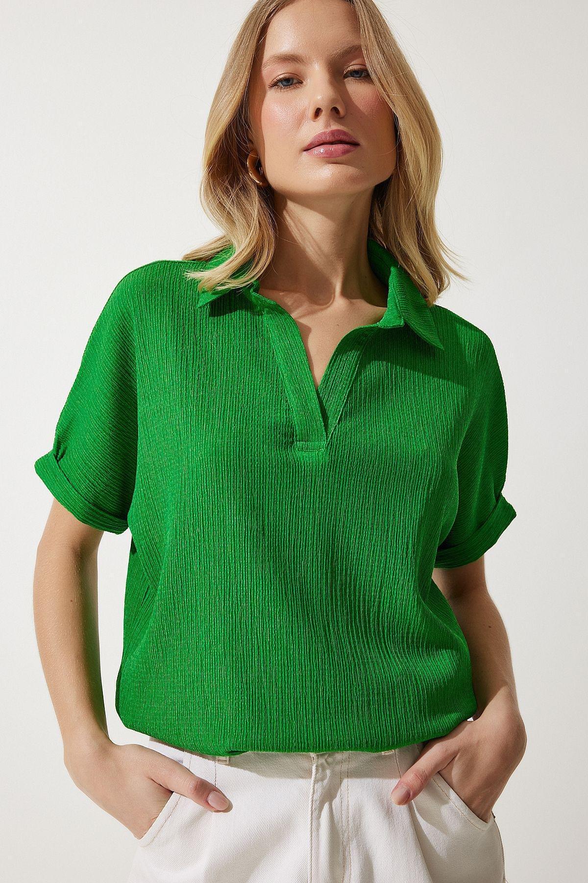 Green Polo Neck Knitted Blouse, C101_5671, large image number 2