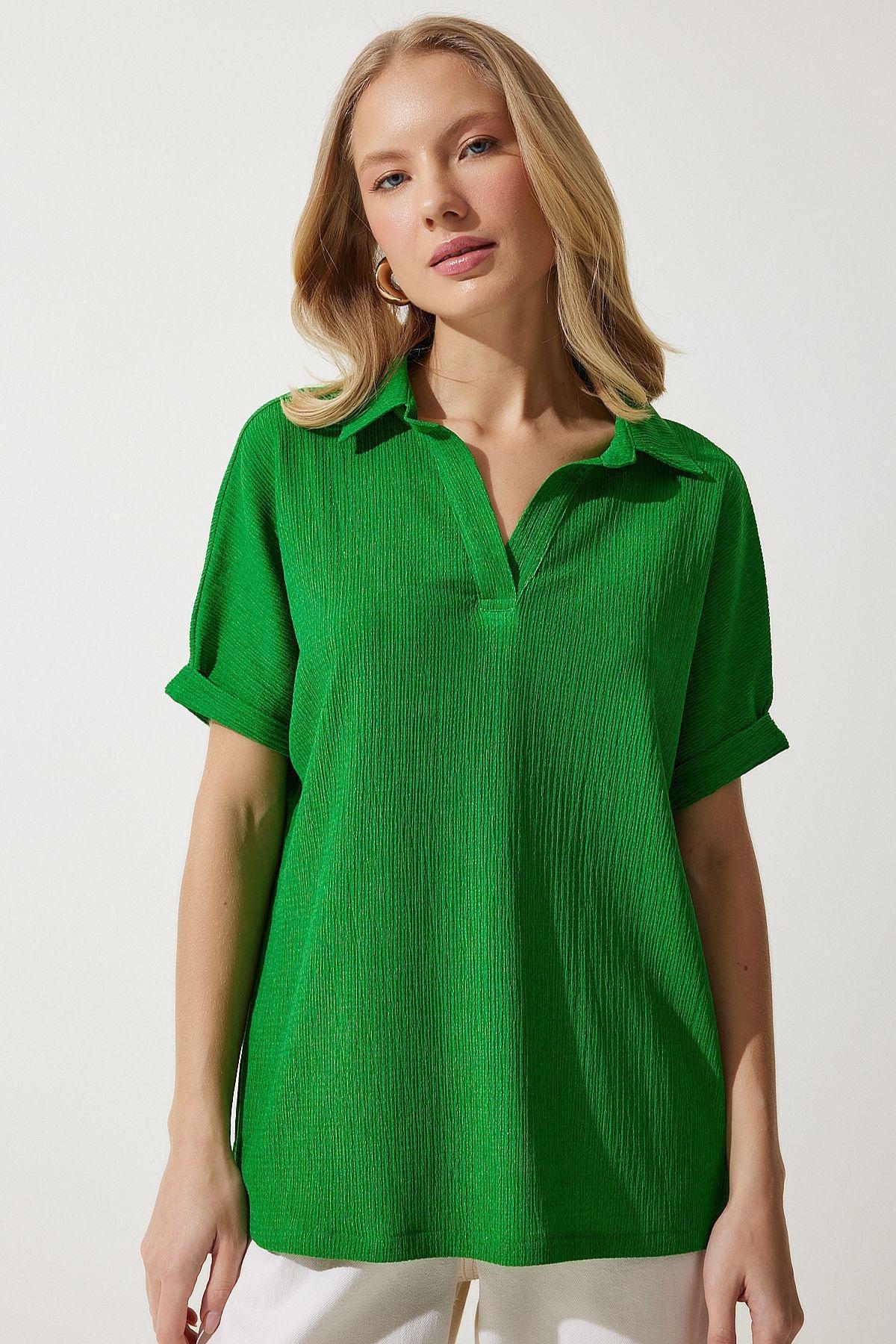 Green Polo Neck Knitted Blouse, C101_5671, large image number 3