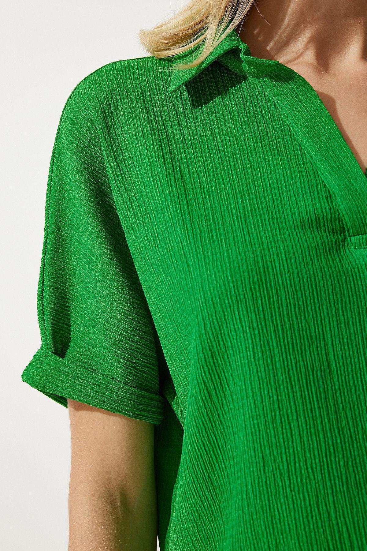 Green Polo Neck Knitted Blouse, C101_5671, large image number 4