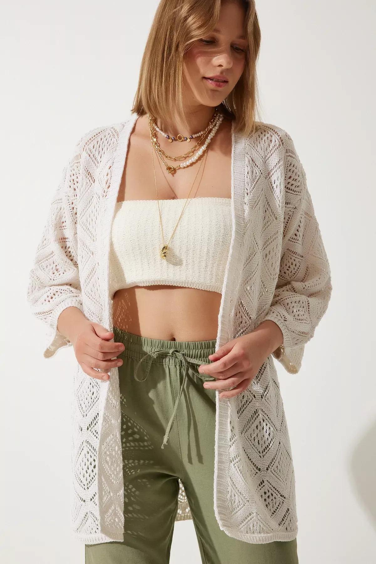 Cream Seasonal Knitwear Cardigan, Cream, large image number 1