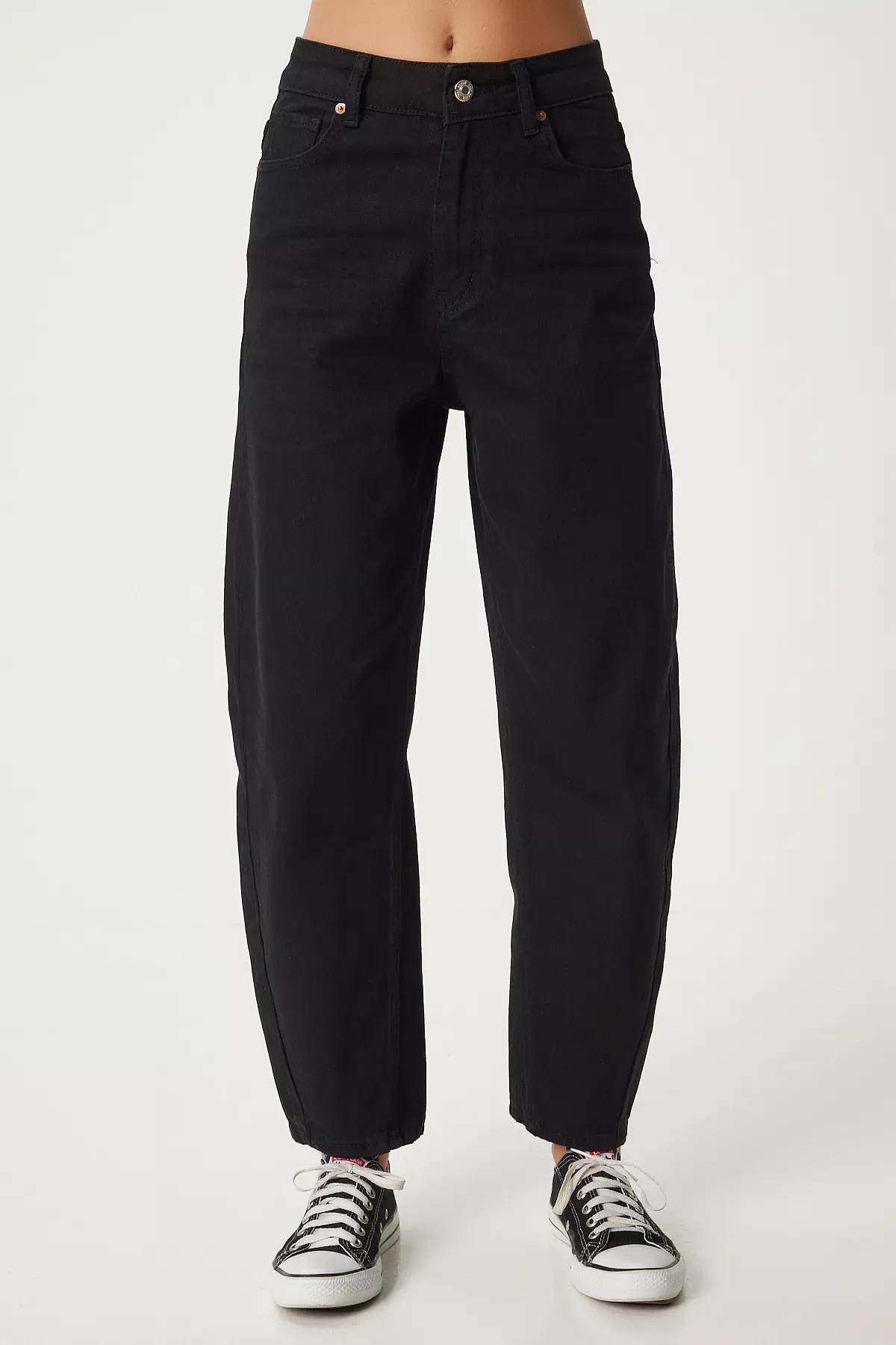 Black High-Waist Baggy Jeans, BLACK, large image number 3