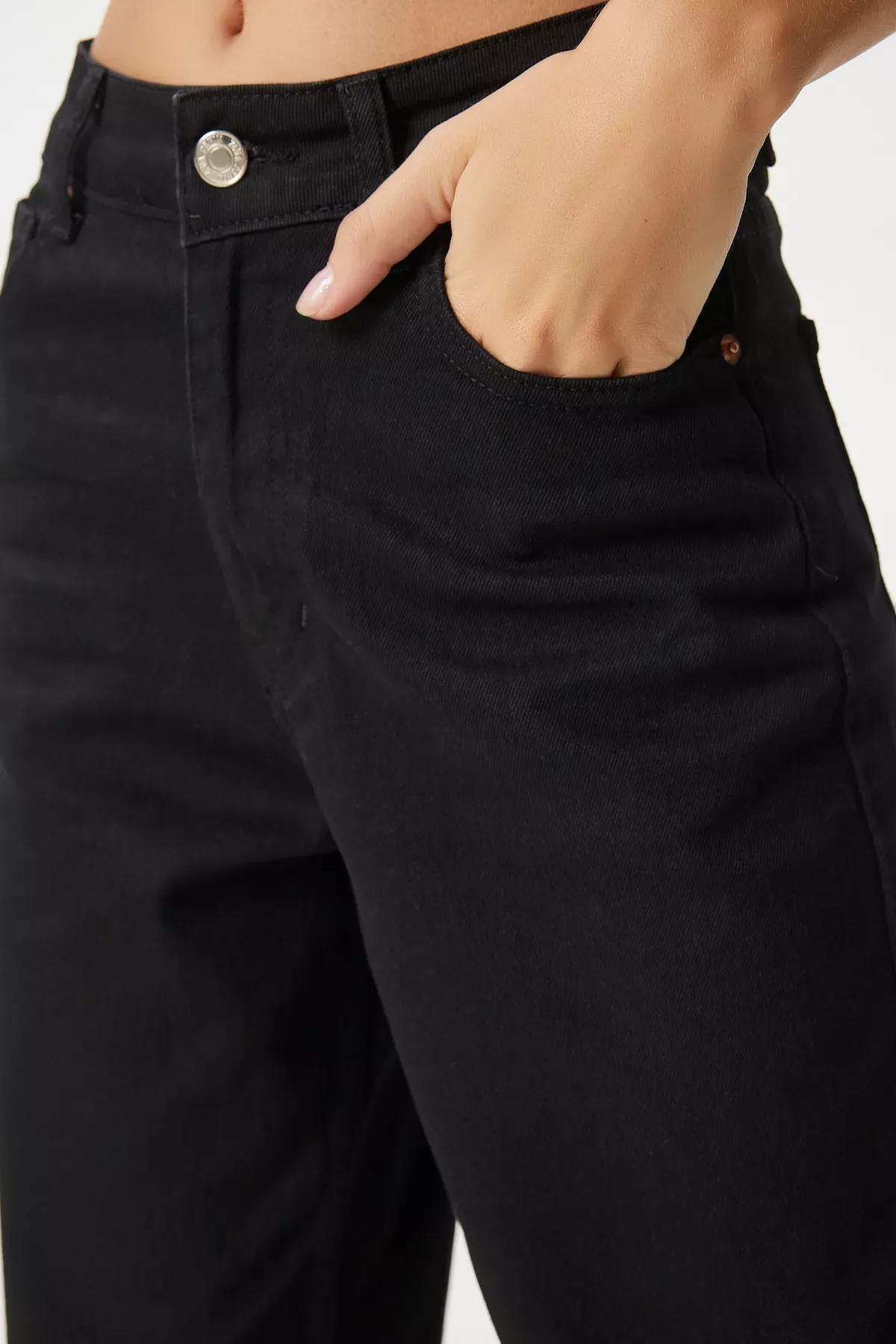 Black High-Waist Baggy Jeans, BLACK, large image number 4