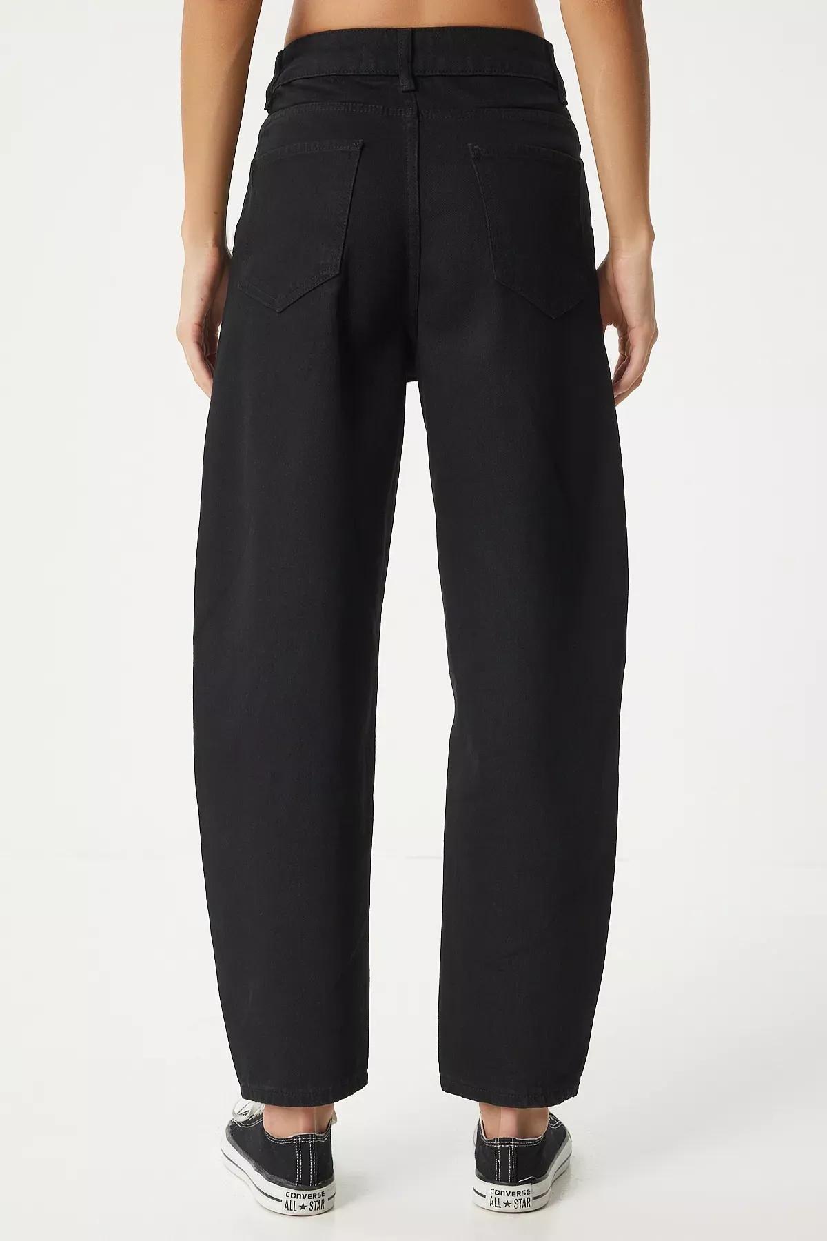 Black High-Waist Baggy Jeans, BLACK, large image number 5