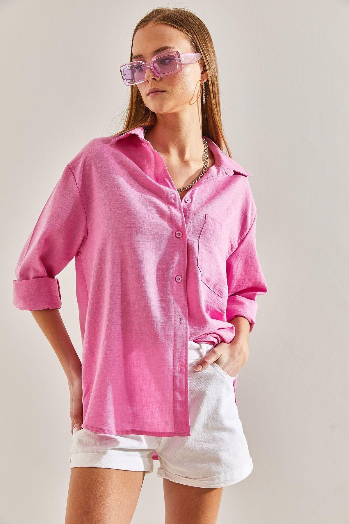 Pink Single Pocket Shirt, Fuchsia, large image number 1
