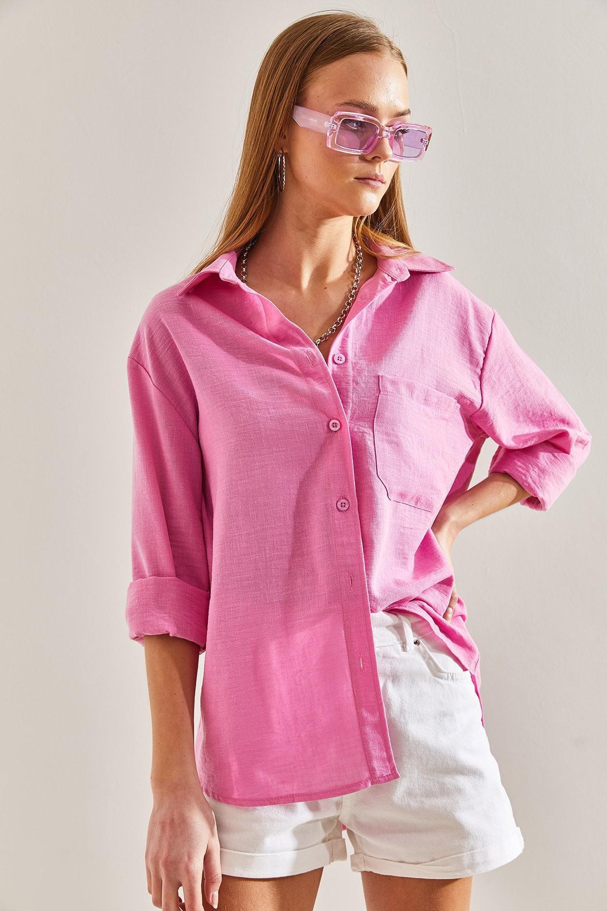 Pink Single Pocket Shirt, Fuchsia, large image number 2