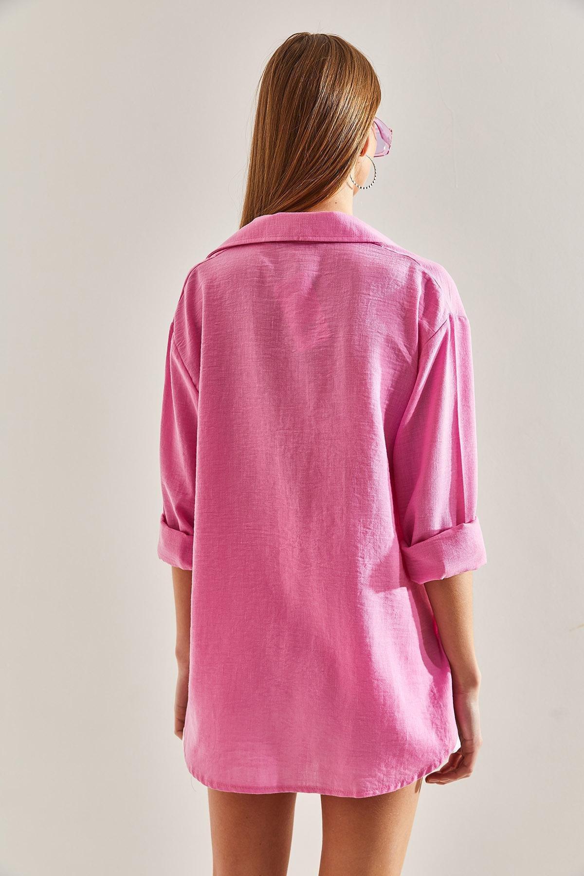 Pink Single Pocket Shirt, Fuchsia, large image number 3