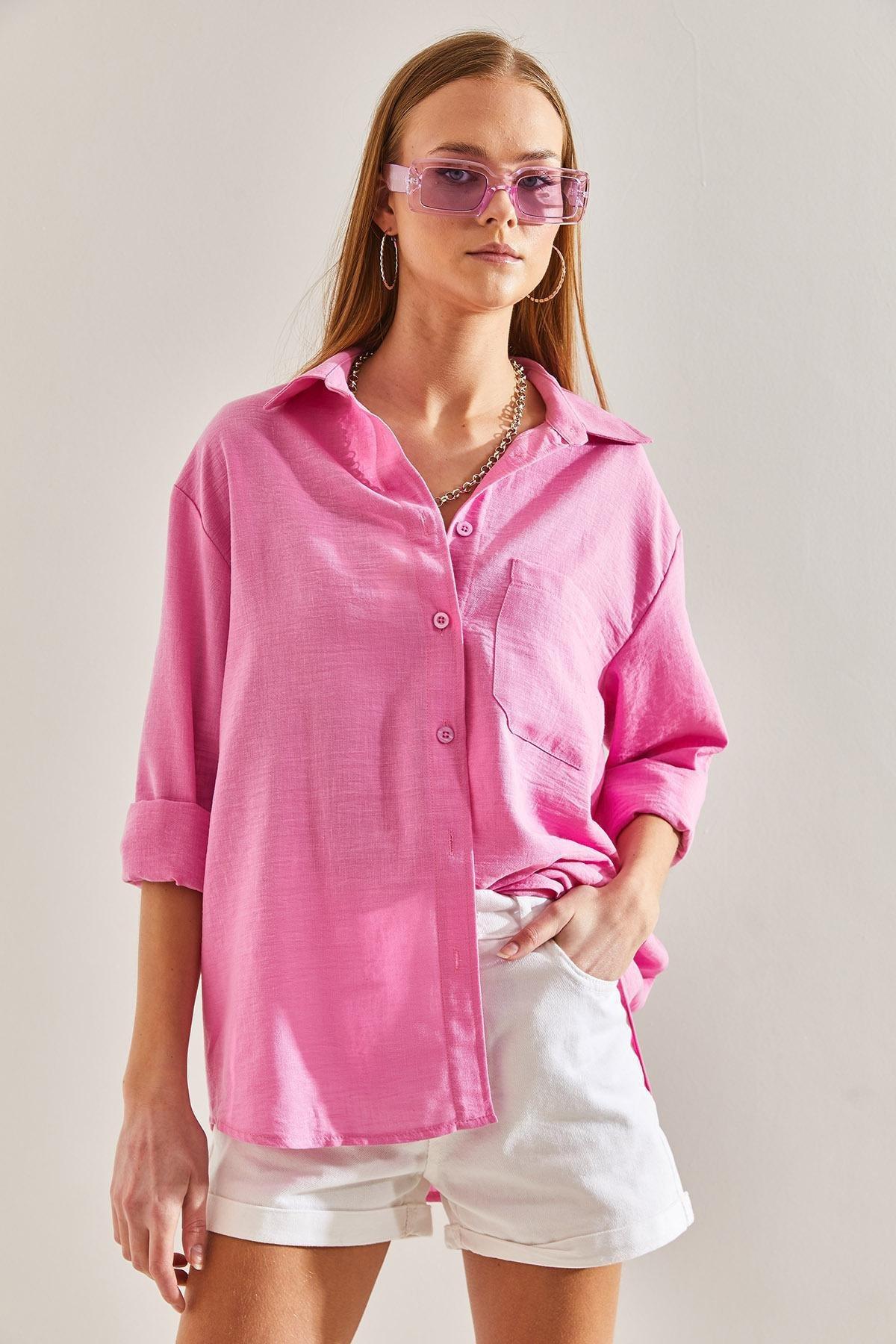 Pink Single Pocket Shirt, Fuchsia, large image number 4