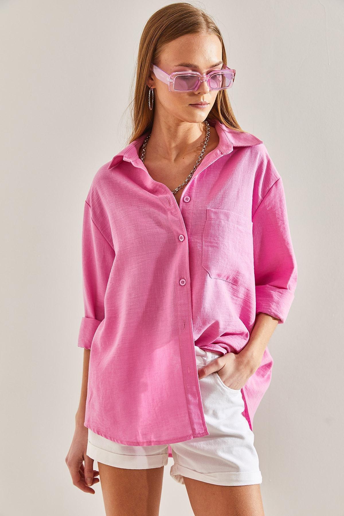 Pink Single Pocket Shirt, Fuchsia, large image number 5