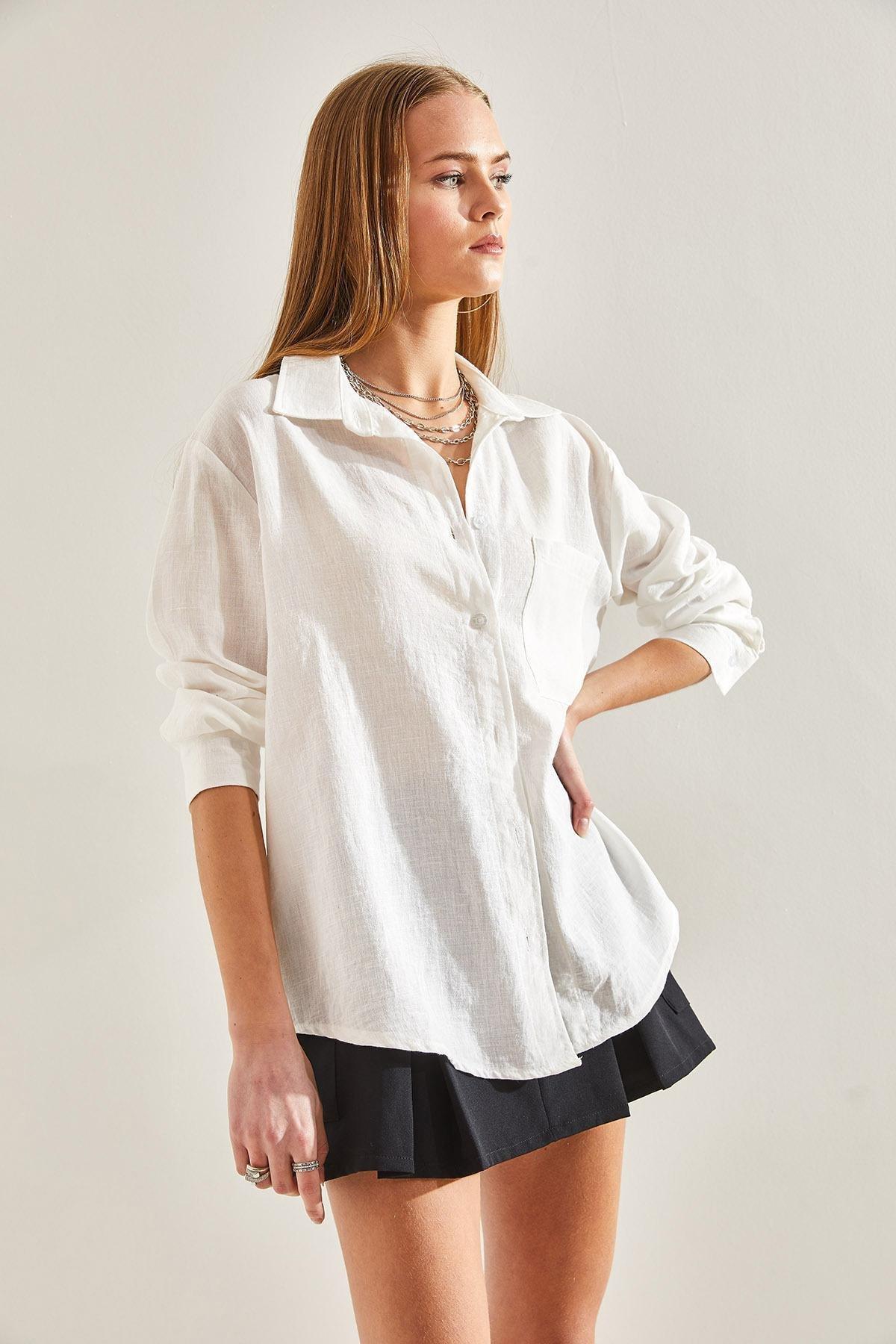 قميص بجيب واحد، أبيض, White, large image number 3