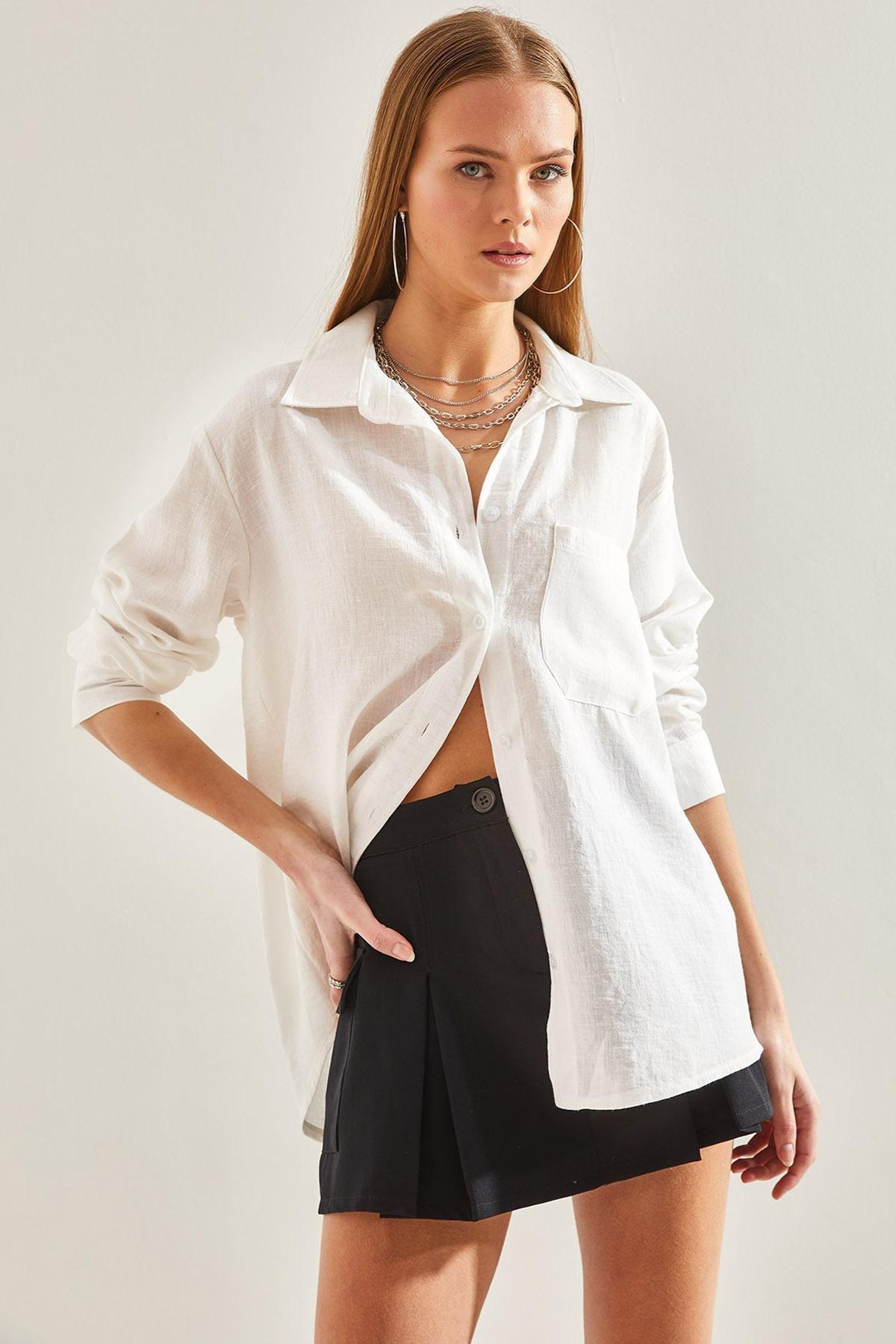 قميص بجيب واحد، أبيض, White, large image number 6