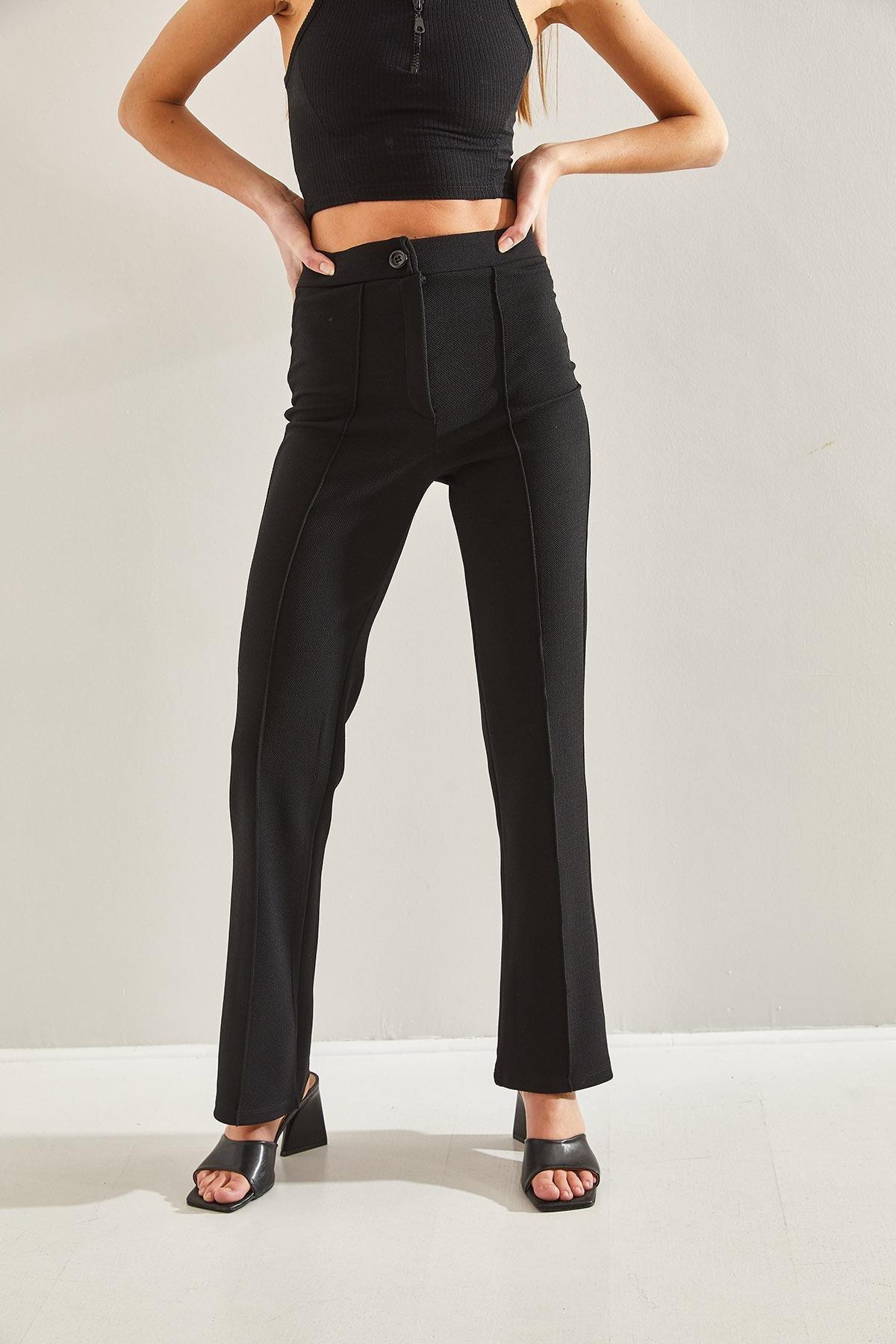 Black Chestnut Palazzo Trousers, BLACK, medium