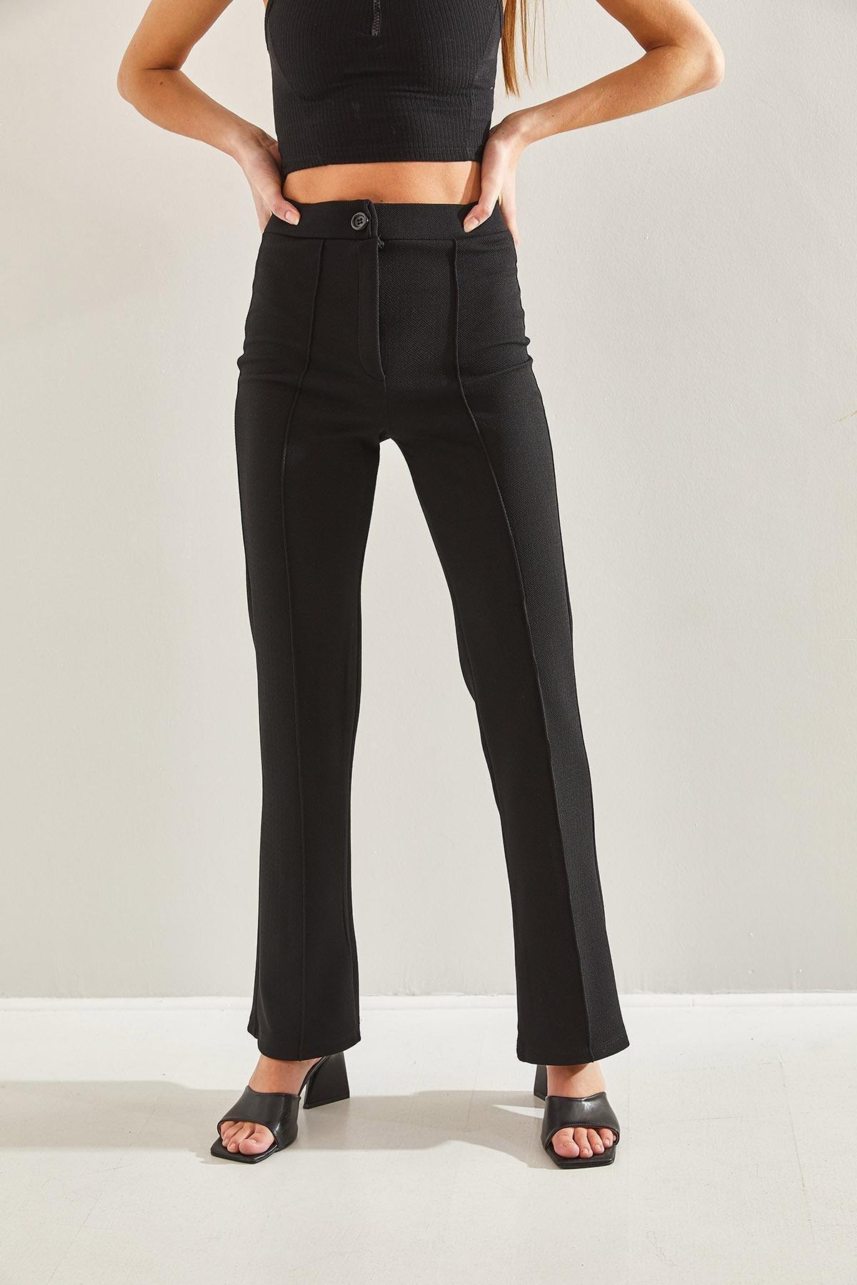 Black Chestnut Palazzo Trousers, BLACK, medium