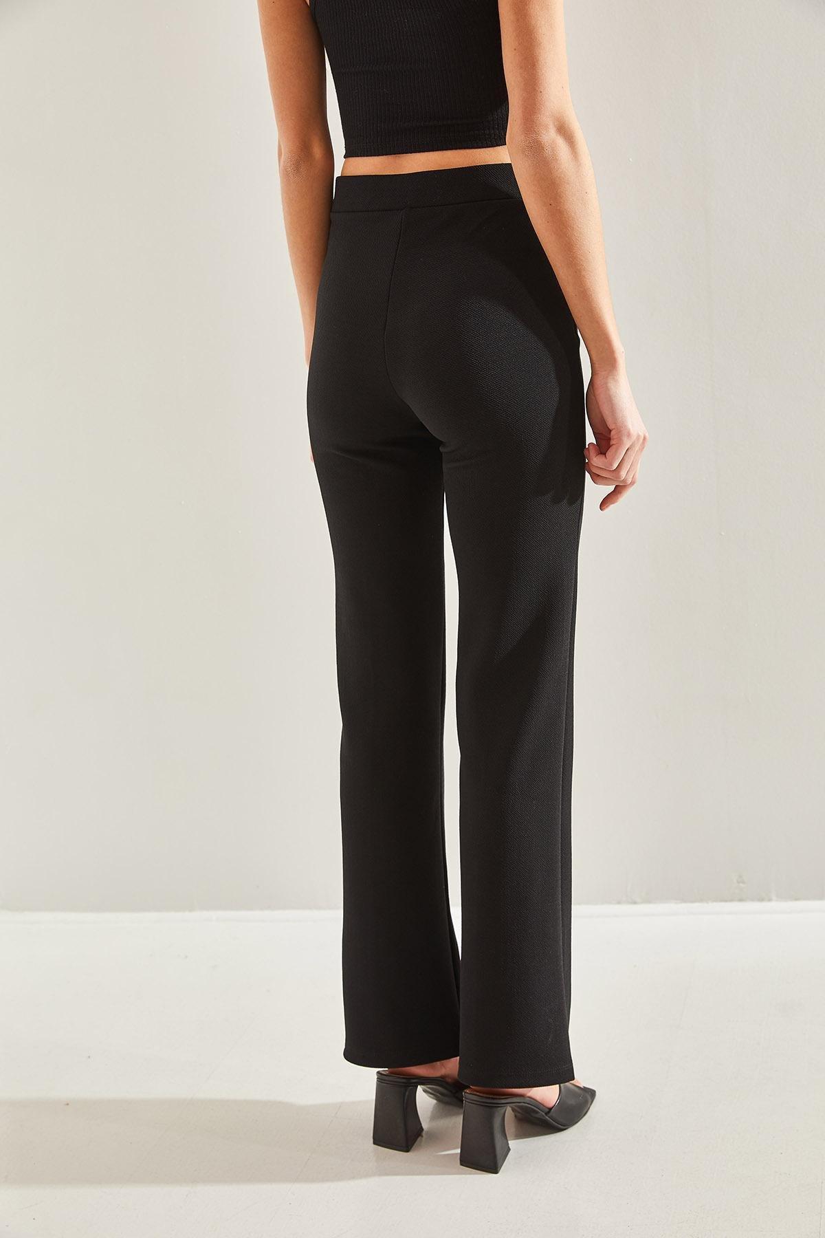 Black Chestnut Palazzo Trousers, BLACK, large image number 3