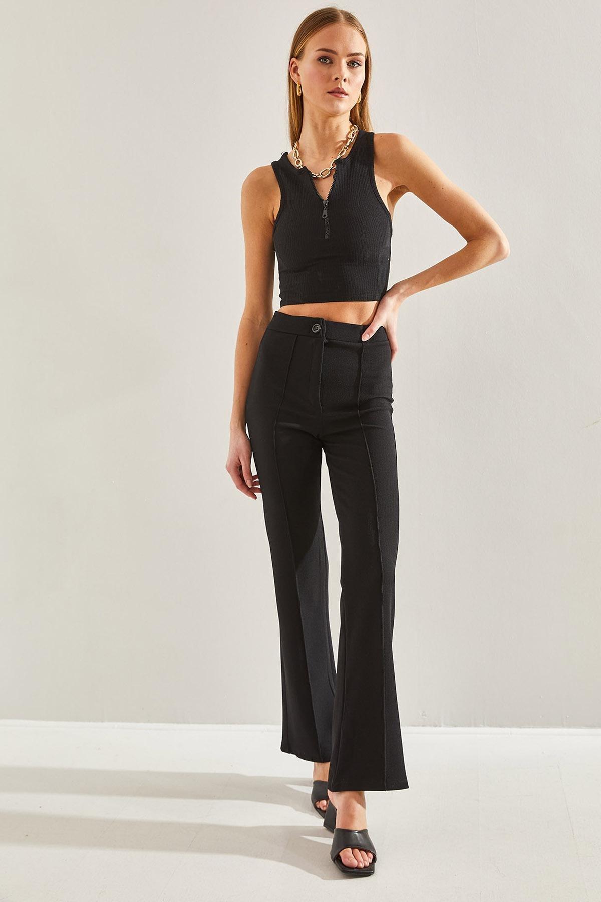 Black Chestnut Palazzo Trousers, BLACK, large image number 4