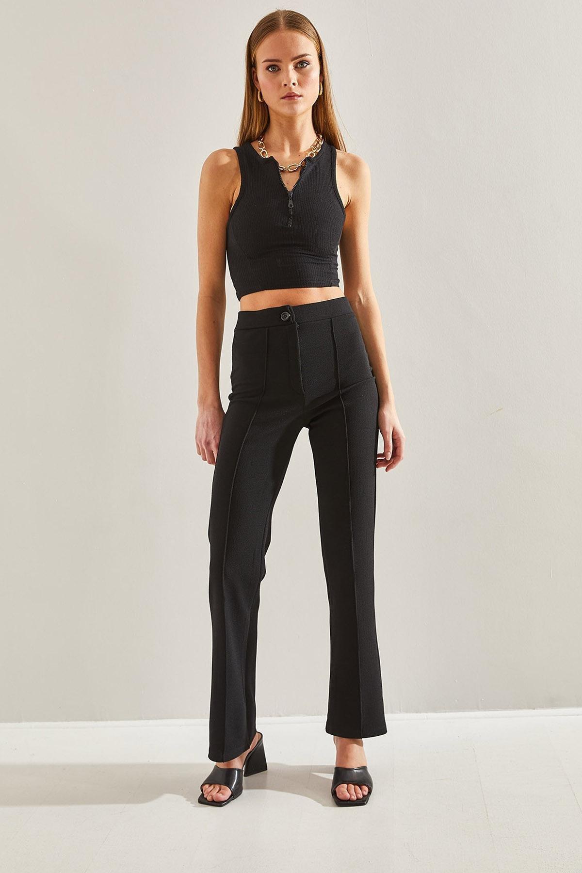 Black Chestnut Palazzo Trousers, BLACK, large image number 6