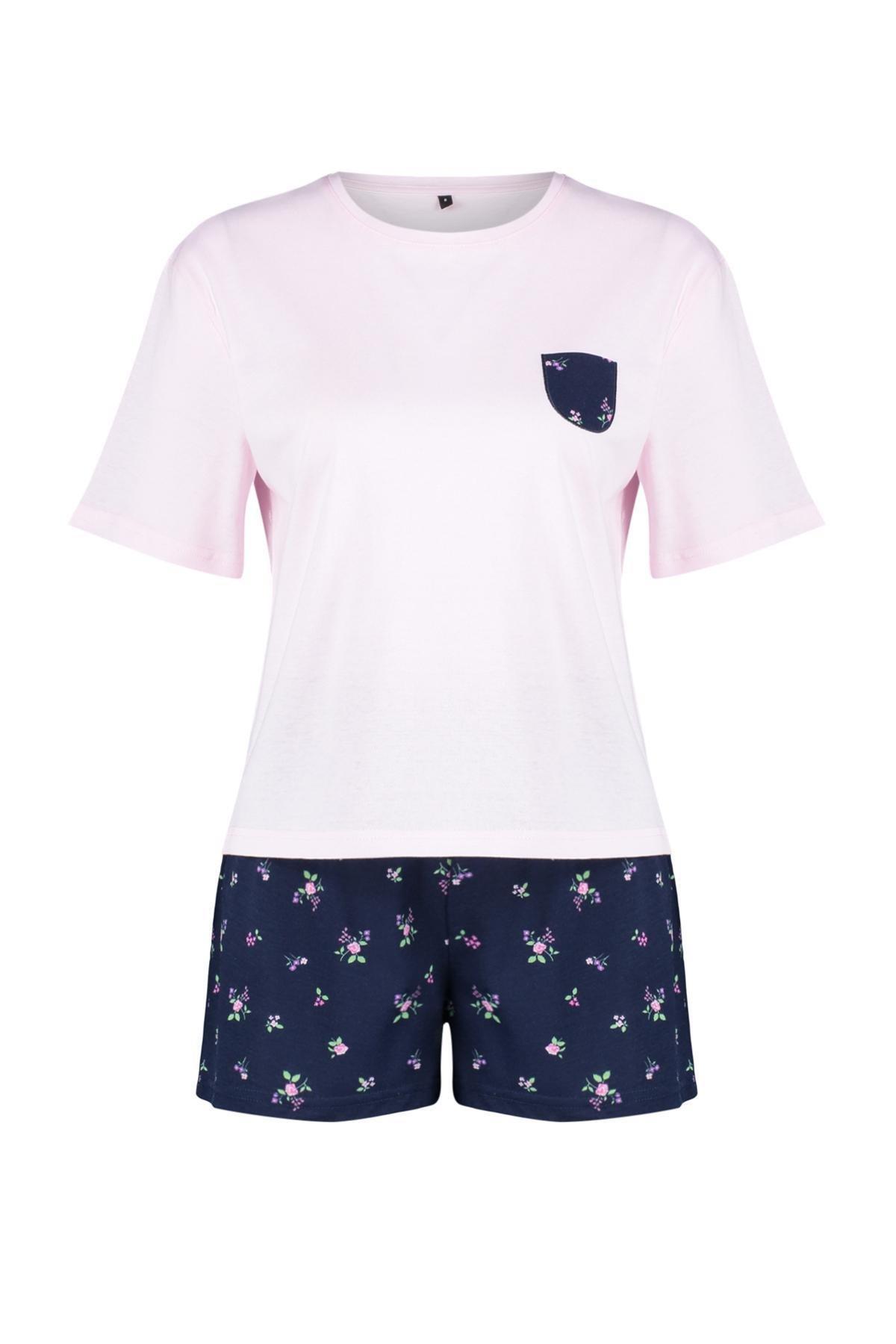 Pink Floral Knitted Pyjamas Set, , large image number 4