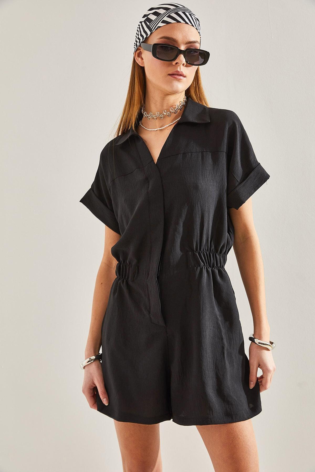 Black Basic Elastic Waist Jumpsuit, , large image number 3