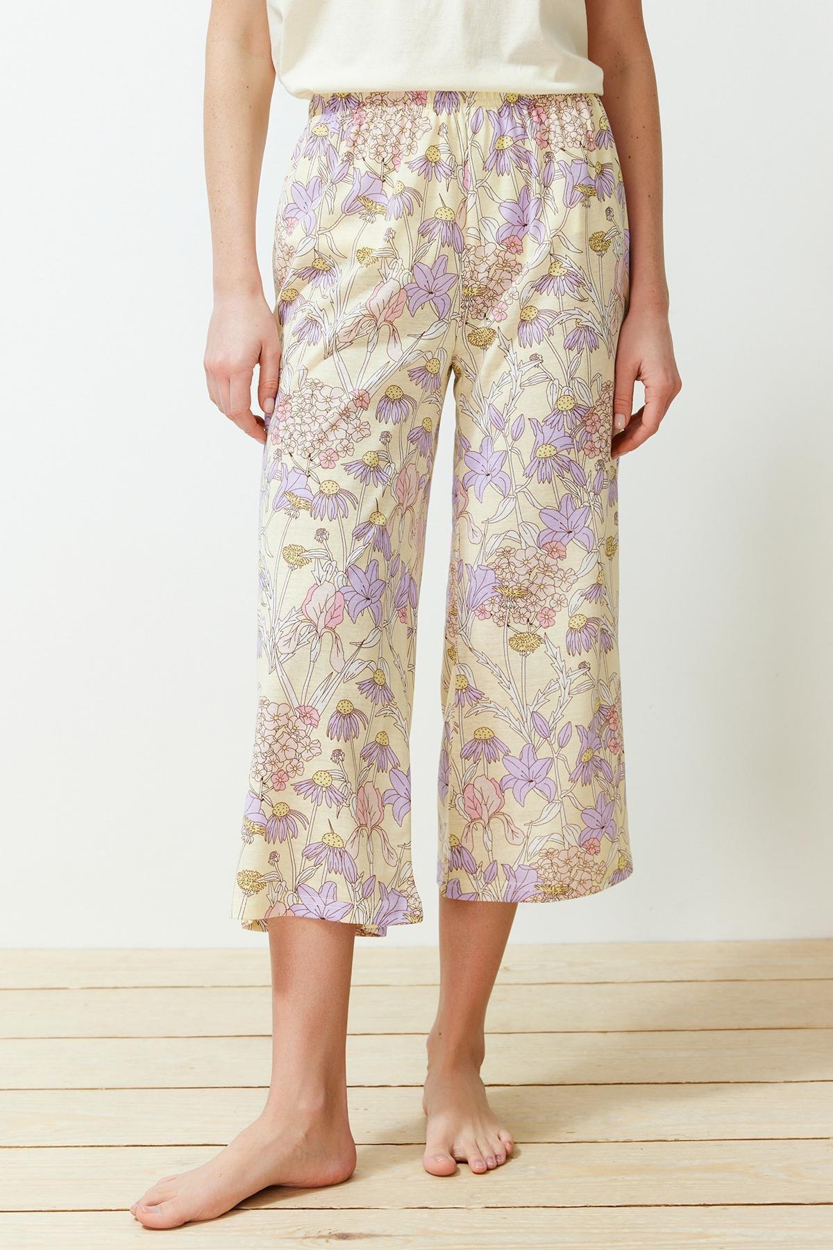 Yellow Floral Knitted Pyjamas Set, , large image number 3