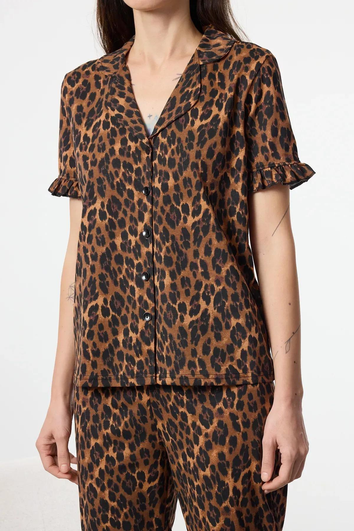 Brown Leopard Ruffle Pajama Set, Very colorful, large image number 2